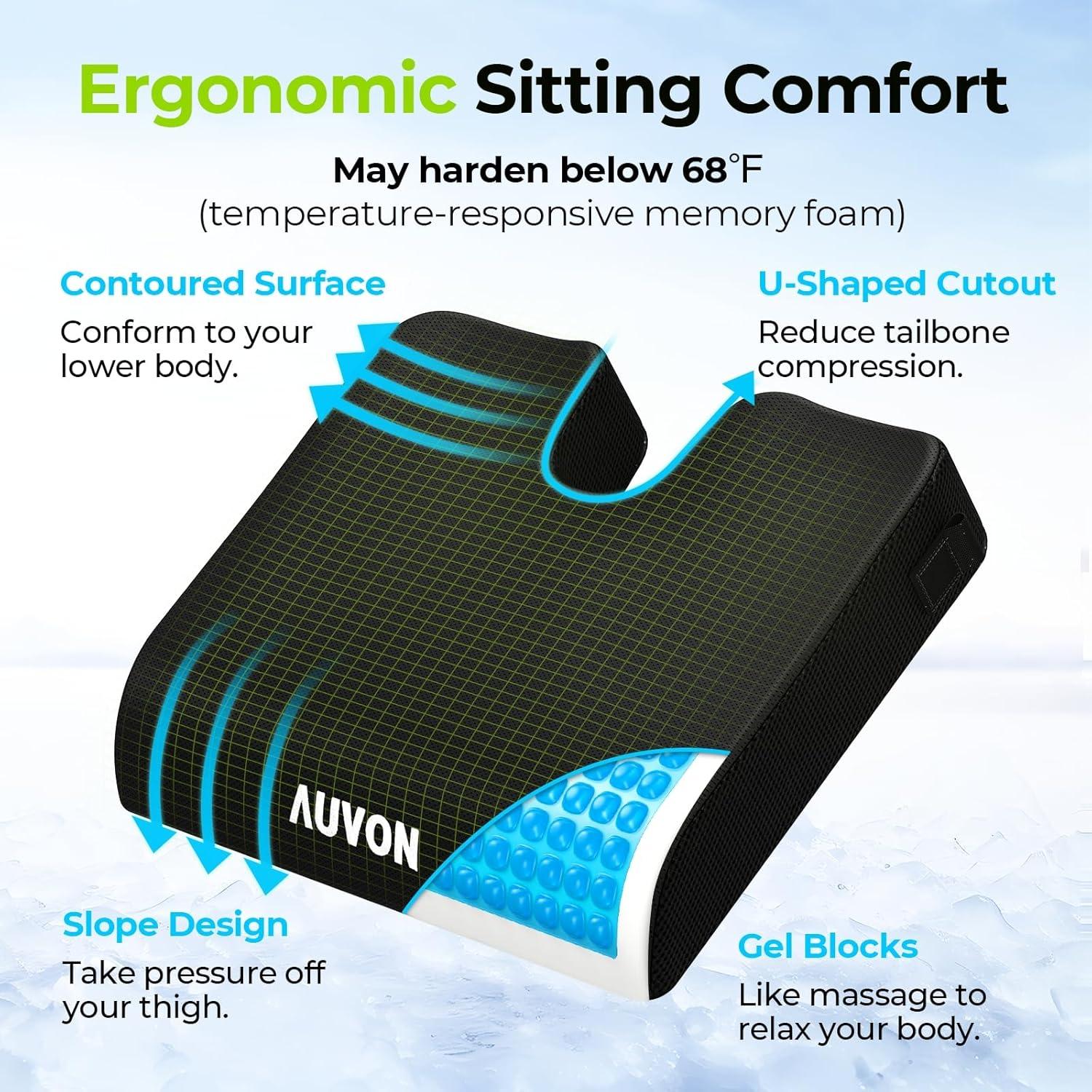 Cojín de Asiento Ergonómico AUVON de Gel 41.7x37.8cm