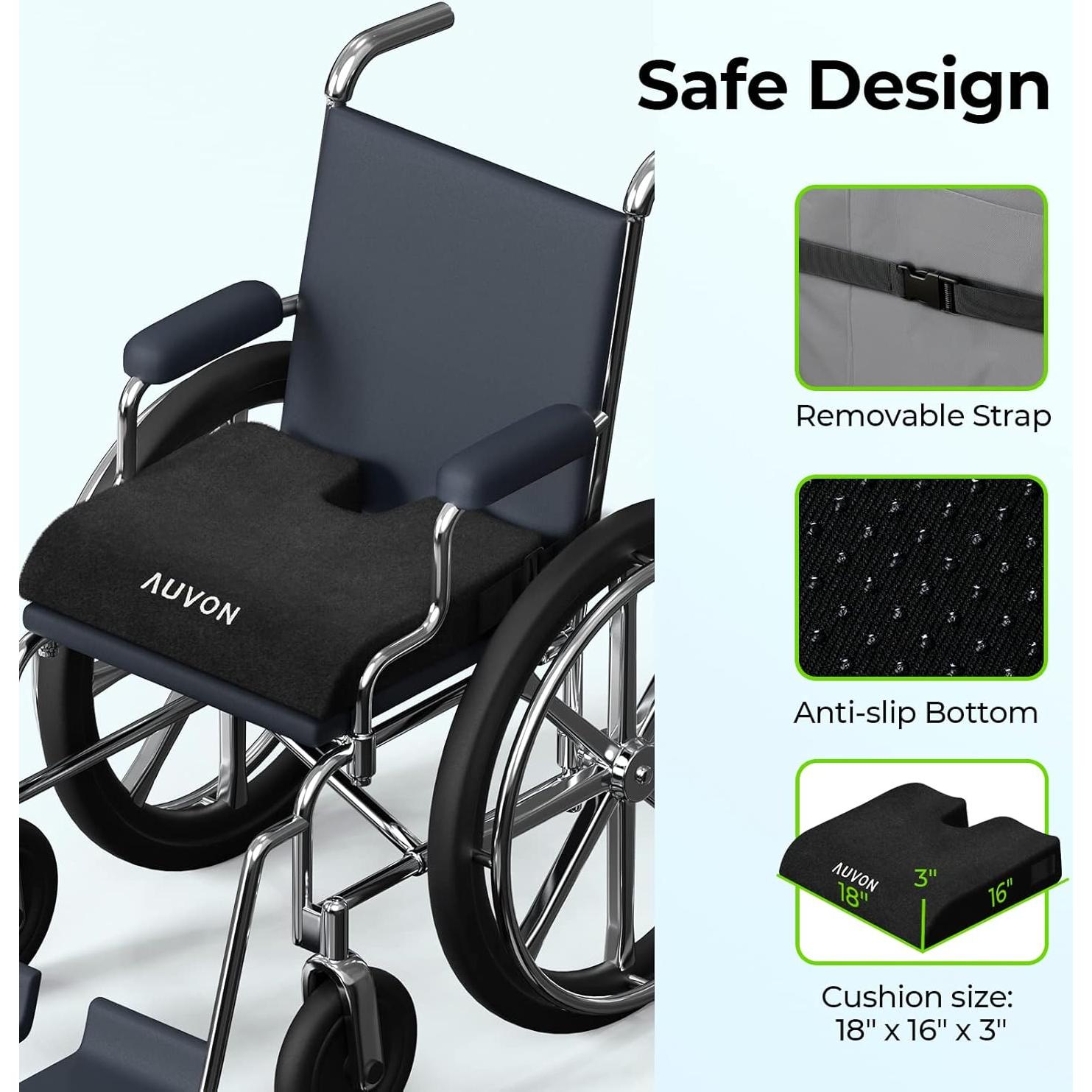 Cojín de Espuma Viscoelástica AUVON para Silla de Ruedas 45.72x40.64cm