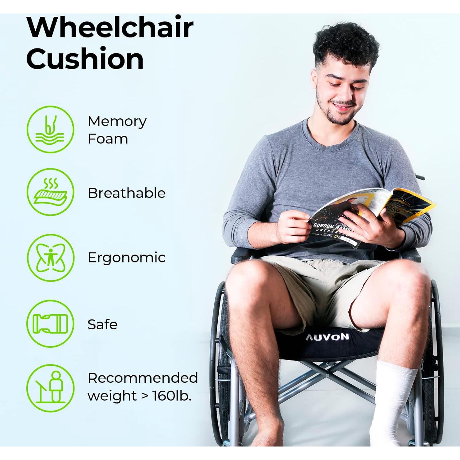 Cojín de Espuma Viscoelástica AUVON para Silla de Ruedas 45.72x40.64cm