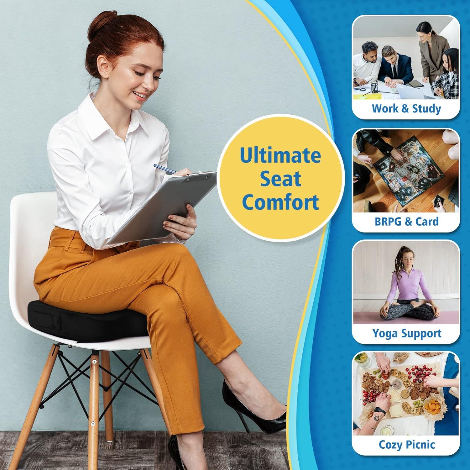 Cojín de Asiento Ergonómico CloudBliss - Gel Enfriado, Espuma Viscoelástica, Alivio Dolor Espalda, Grande Negro