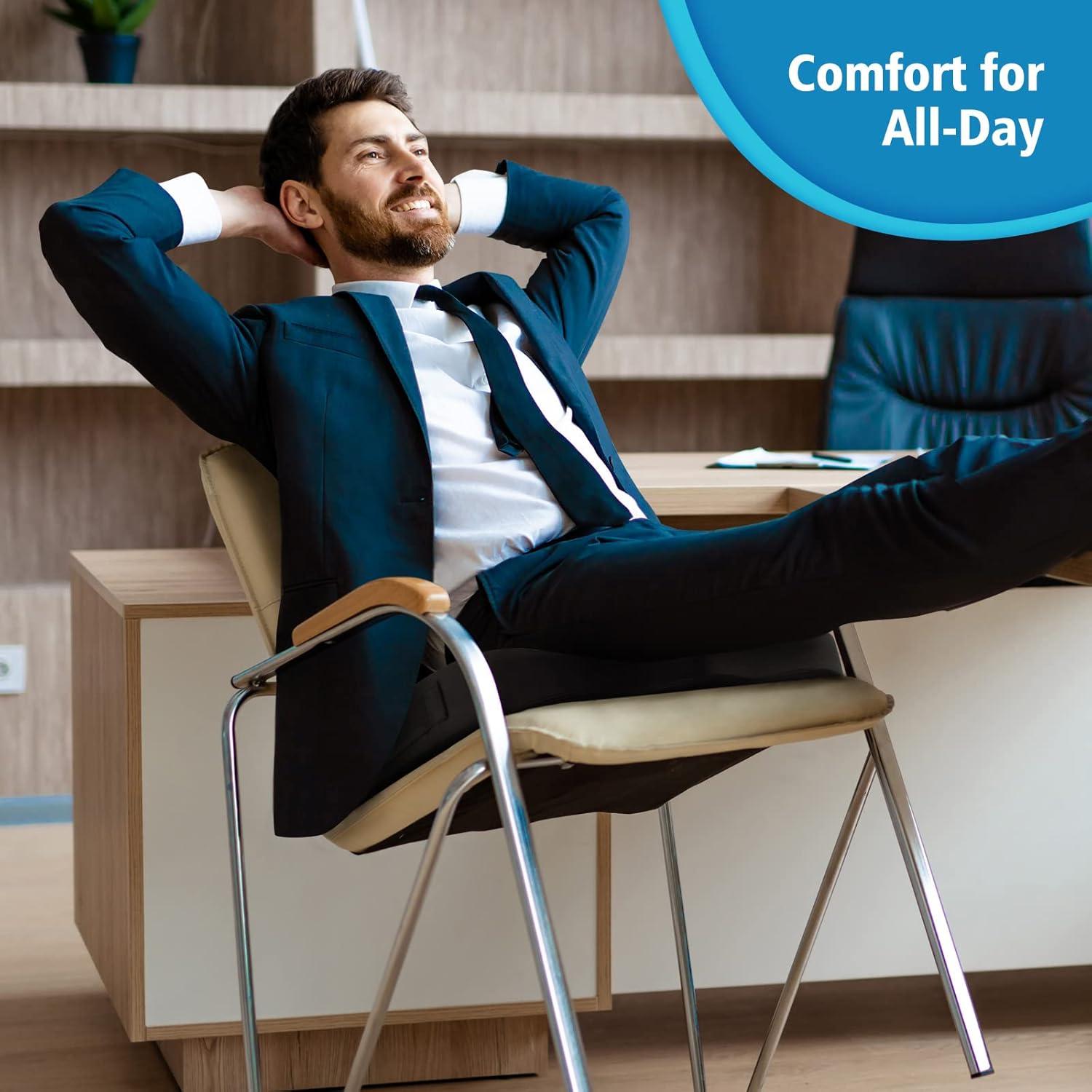 Cojín de Asiento Ergonómico CloudBliss - Gel Enfriado, Espuma Viscoelástica, Alivio Dolor Espalda, Grande Negro