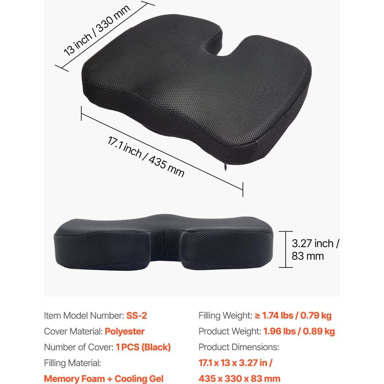 Cojín de Asiento VEVOR Gel y Espuma de Memoria 0.89 kg