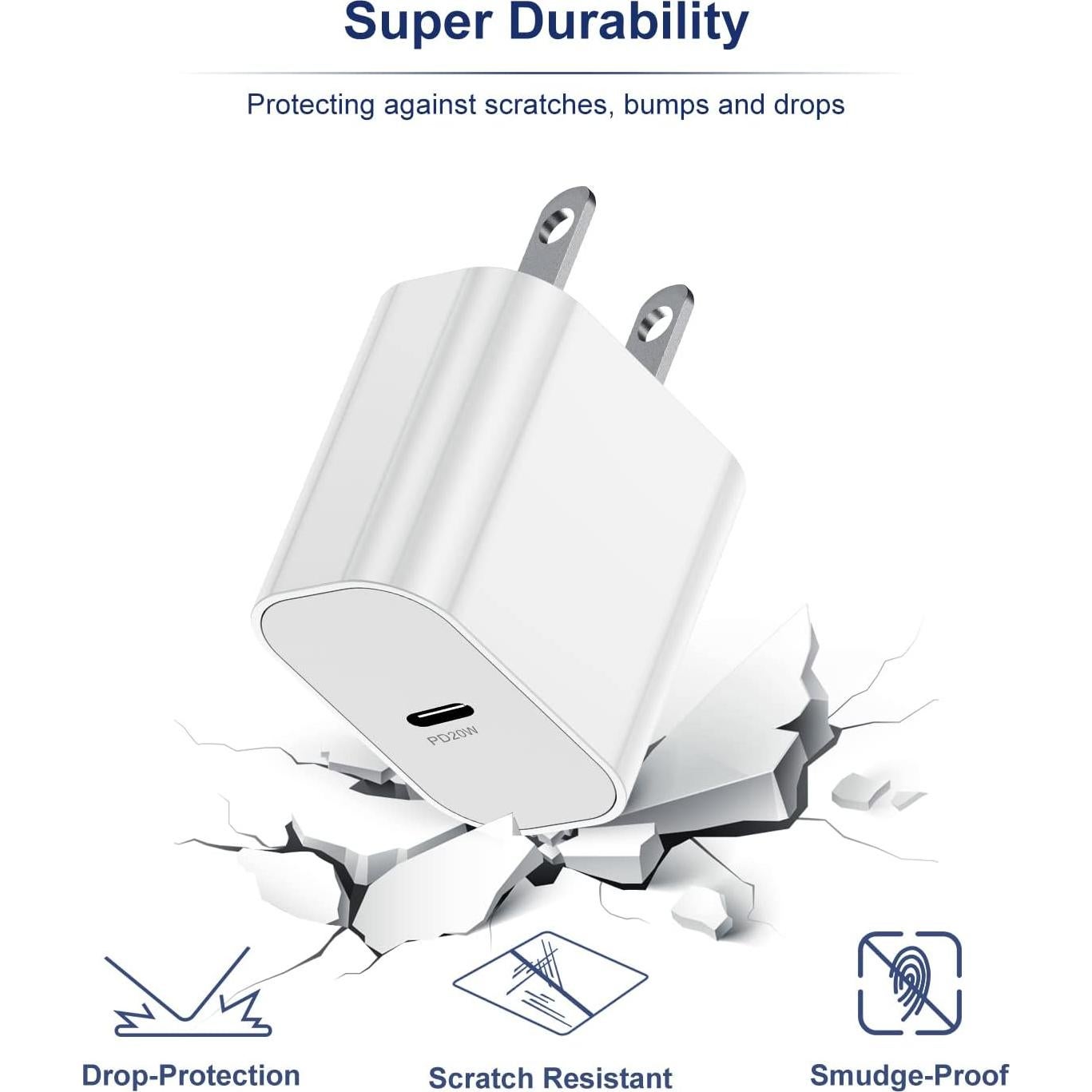 Cargador Rápido 20W USB-C para iPhone con Cable 1.8m