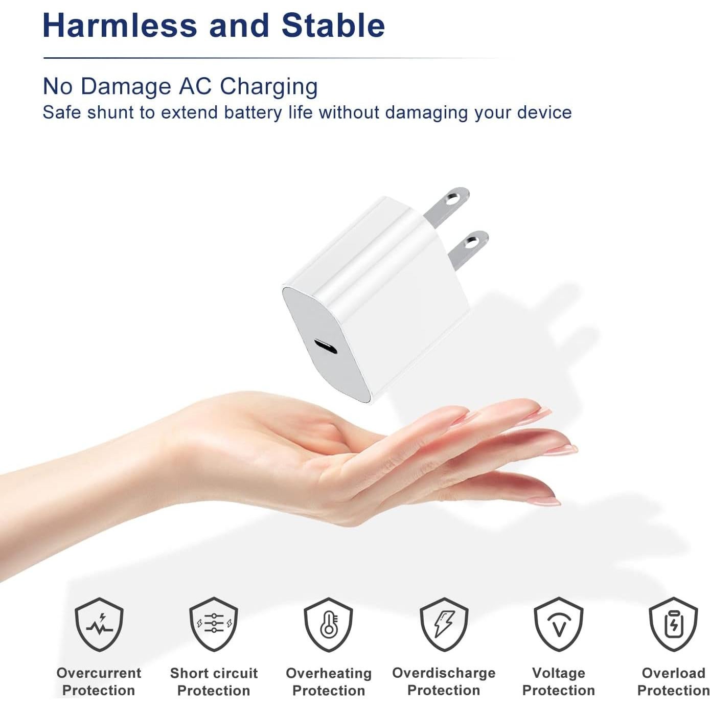 Cargador Rápido 20W USB-C para iPhone con Cable 1.8m