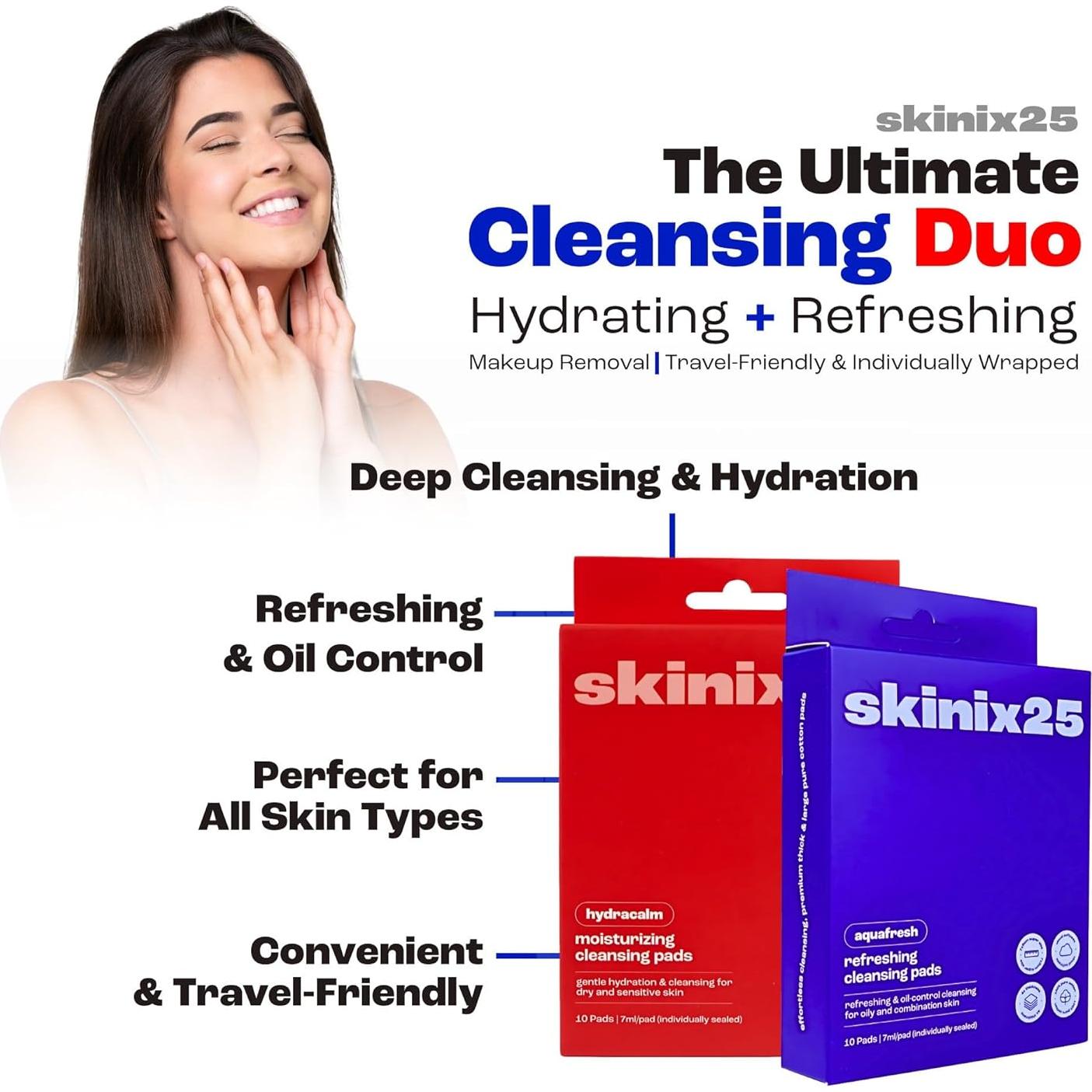 Almohadillas Limpiadoras Skinix25 - 20 Toallitas Hidratantes