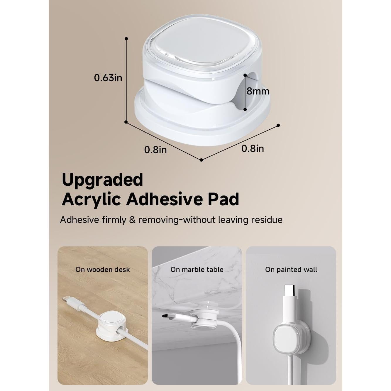 Organizador de Cables Funtin 9-Pack Blanco, Clips Adhesivos