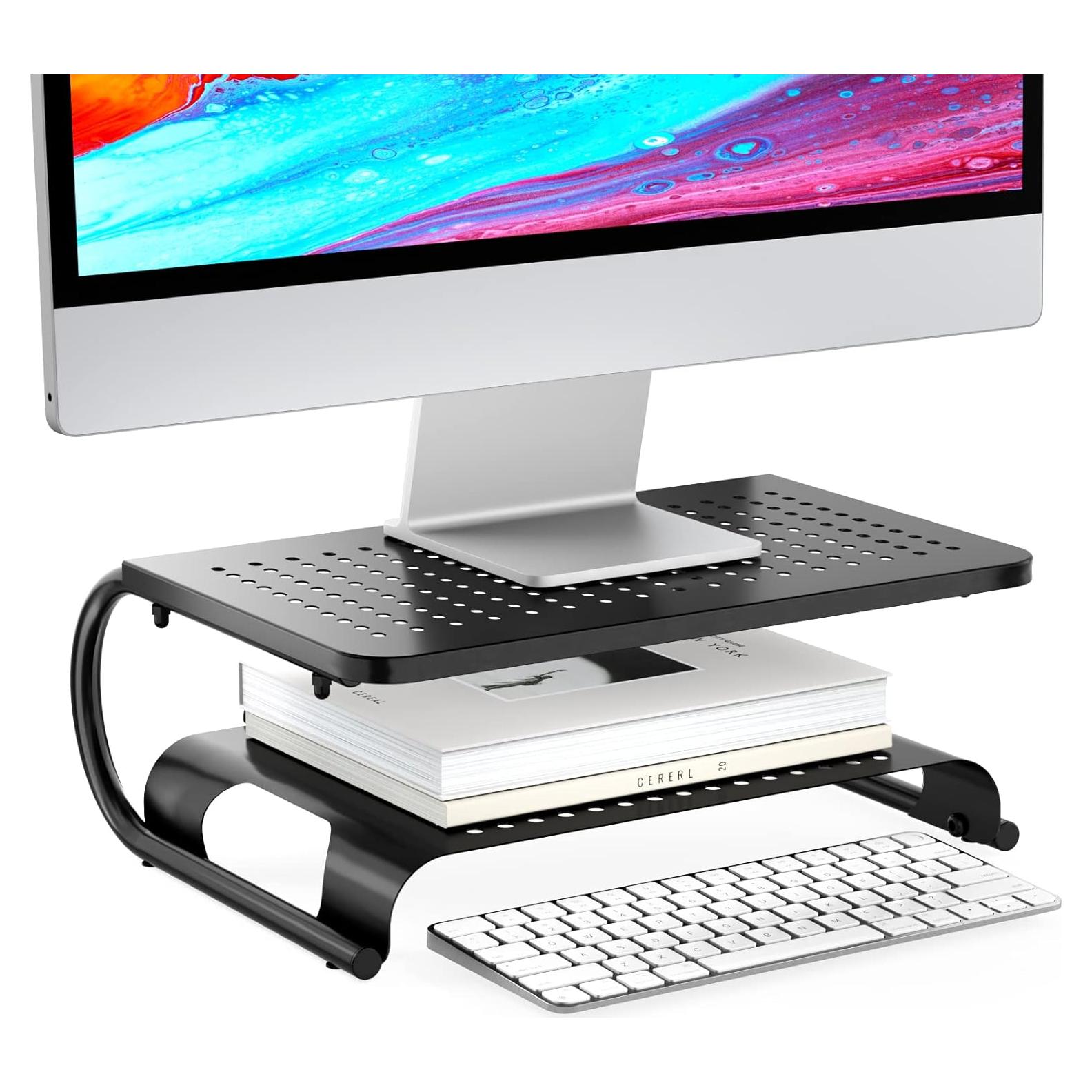 Soporte Elevador de Monitor WALI STT001B Metal Negro 20kg