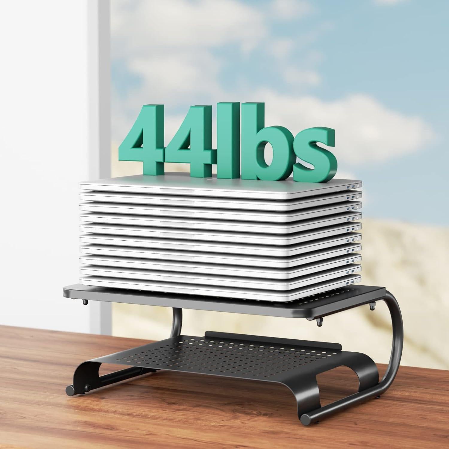 Soporte Elevador de Monitor WALI STT001B Metal Negro 20kg