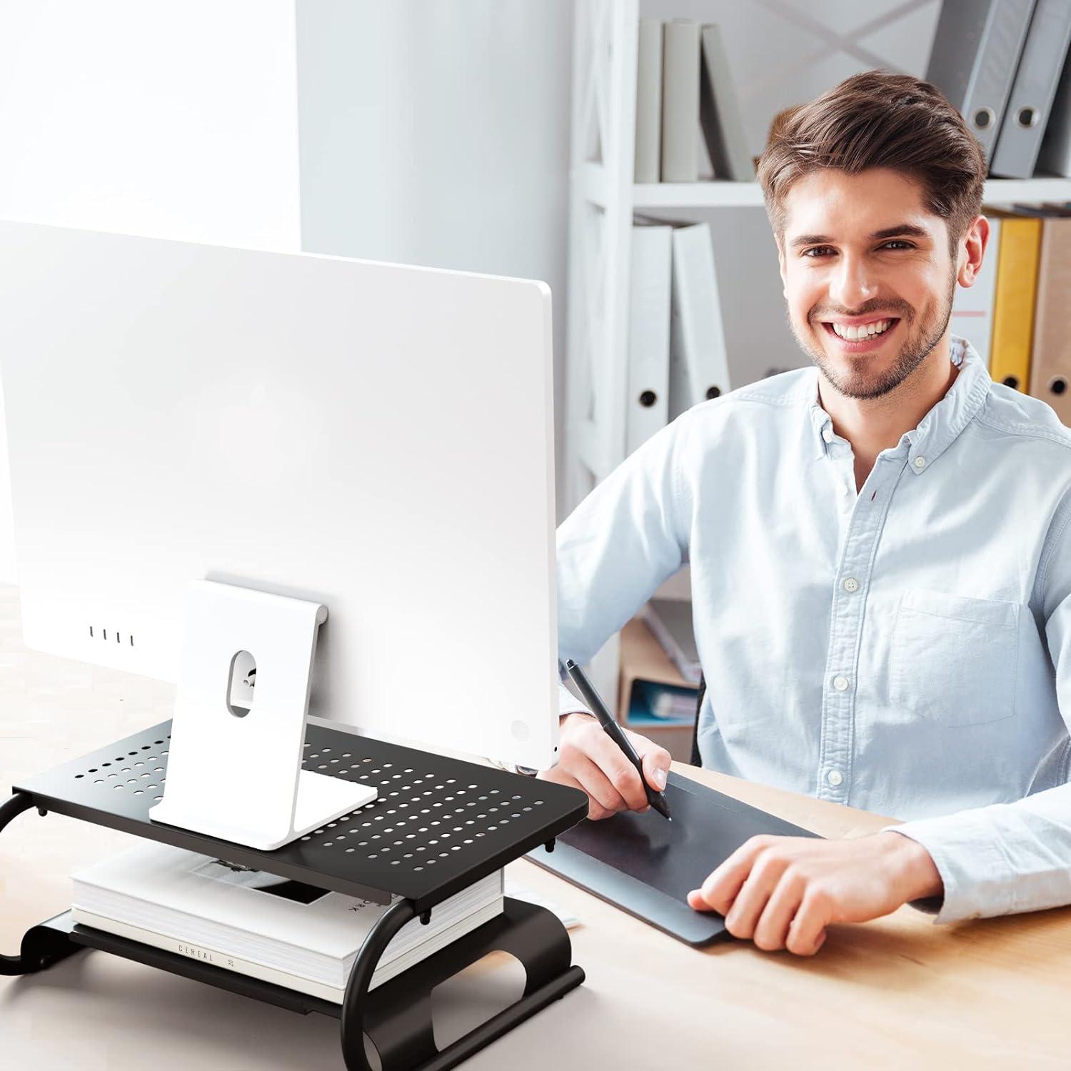 Soporte Elevador de Monitor WALI STT001B Metal Negro 20kg