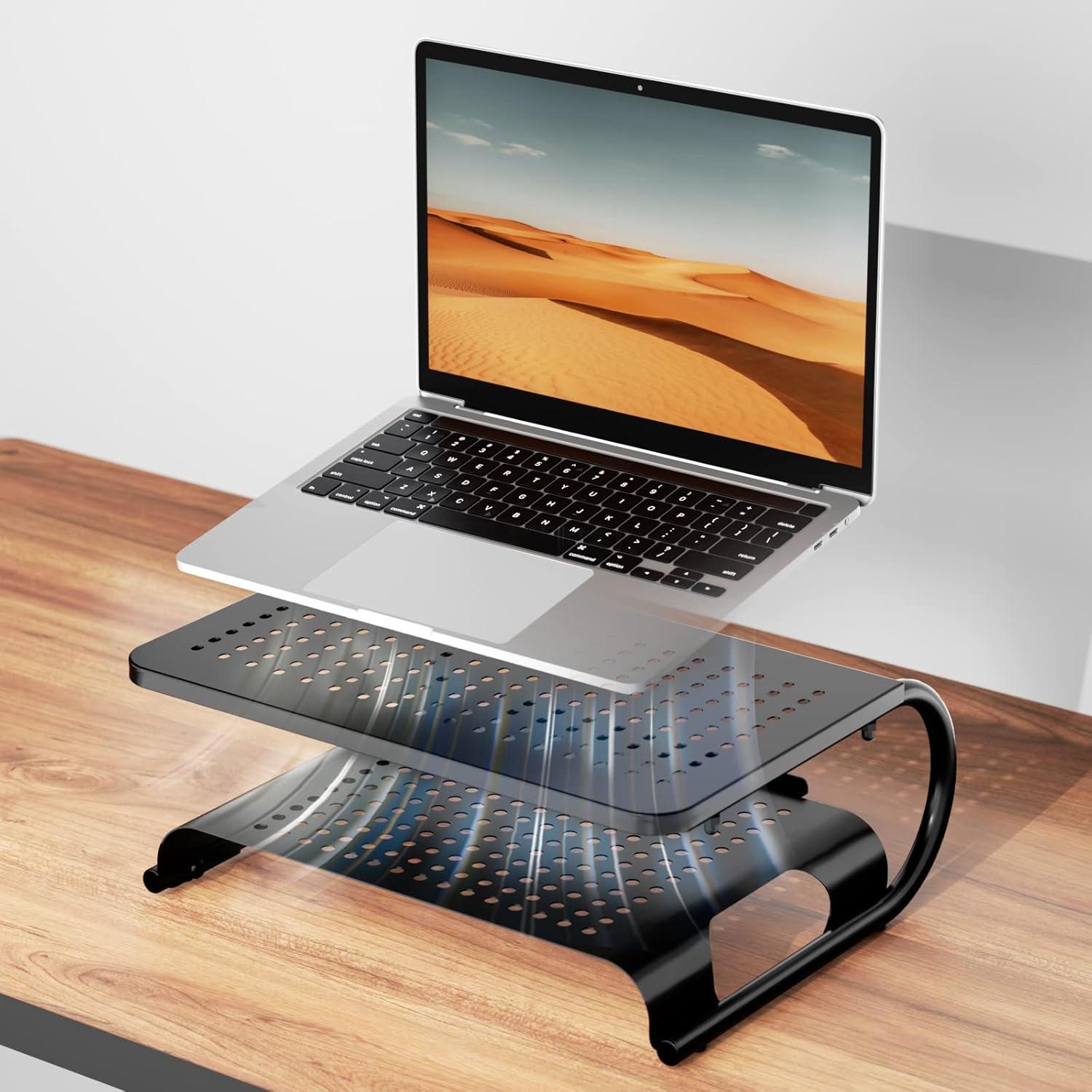 Soporte Elevador de Monitor WALI STT001B Metal Negro 20kg