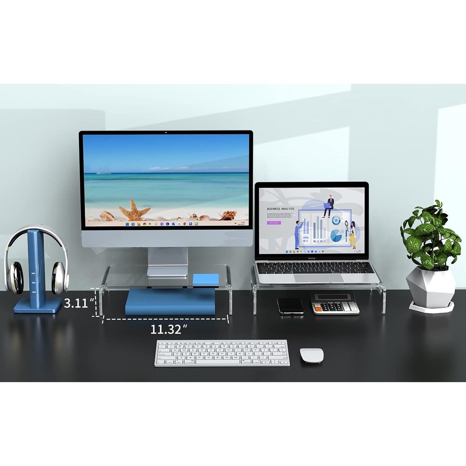 Soporte para Monitor Acrílico Zimilar - Elevador Ergonómico 20 kg