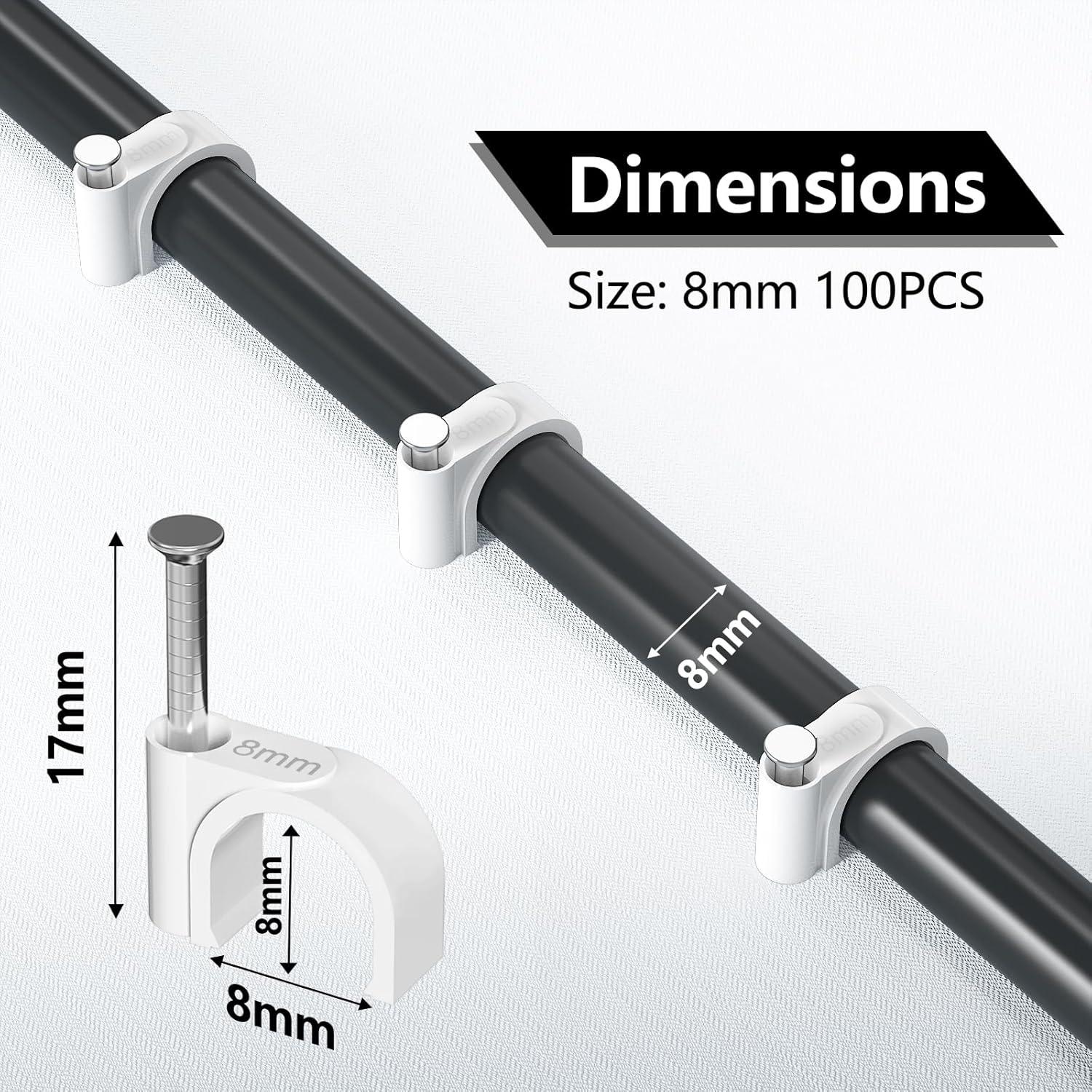 Clips para Cables Jadaol 100Pcs 8mm para Ethernet y TV