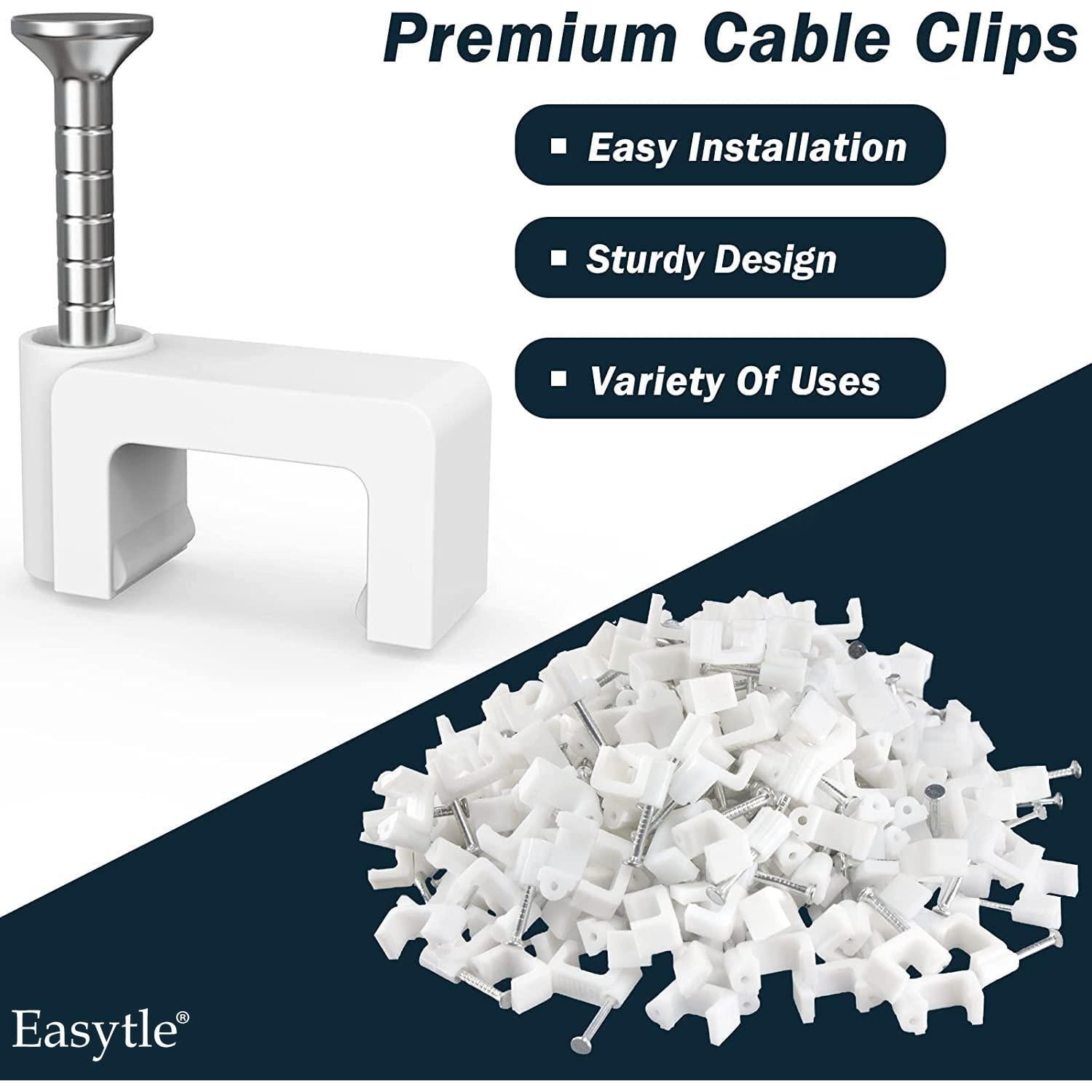 Clips de Cable de Clavo Easytle 100 Pcs 8mm para Ethernet y Coaxial