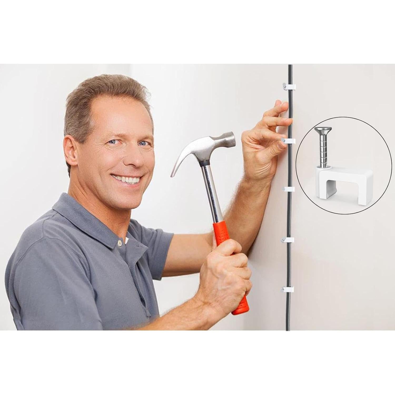 Clips de Cable de Clavo Easytle 100 Pcs 8mm para Ethernet y Coaxial