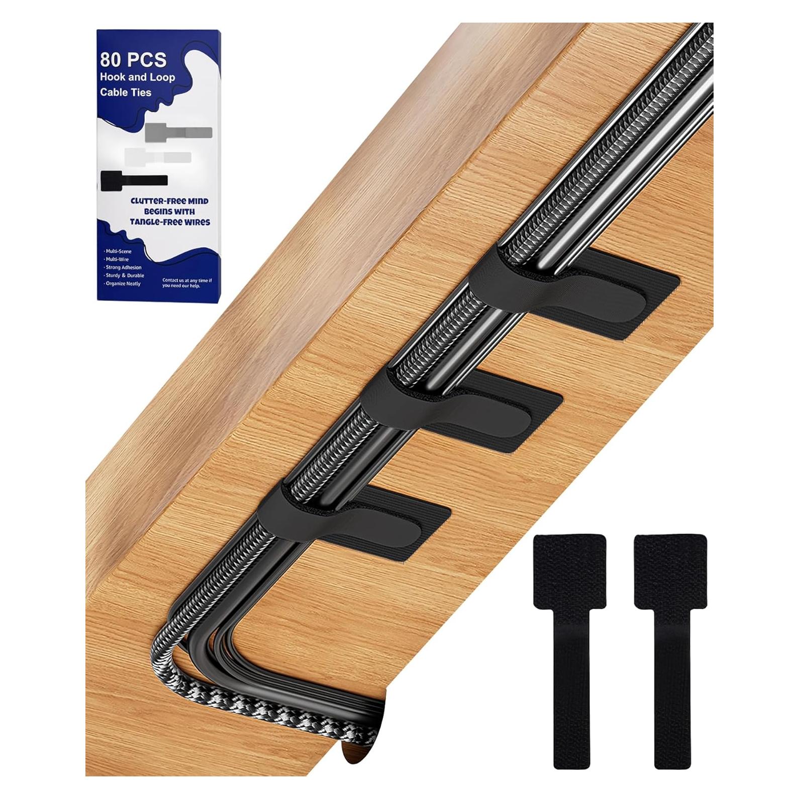 80 Corbatas de Cable Adhesivas BTPIEL - Organizador Negro