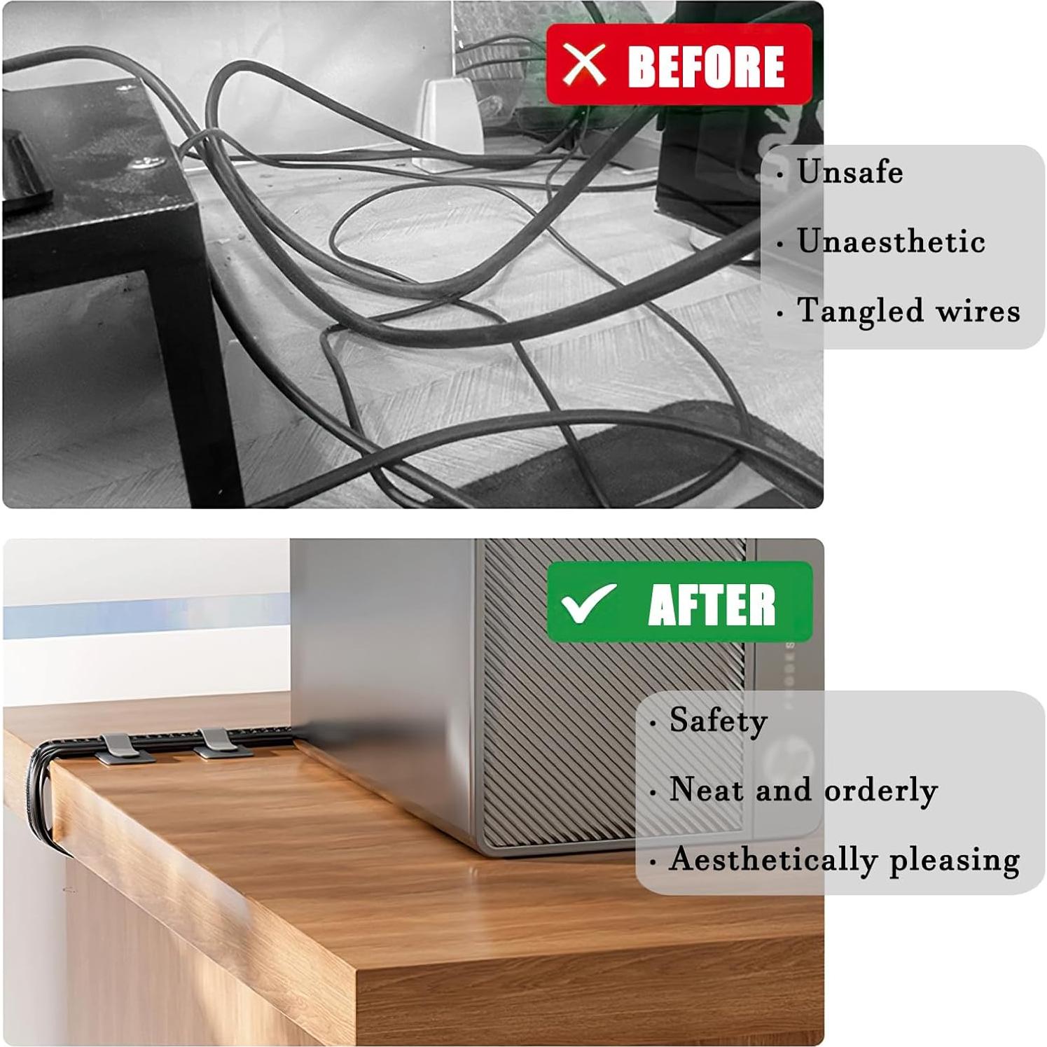 80 Corbatas de Cable Adhesivas BTPIEL - Organizador Negro