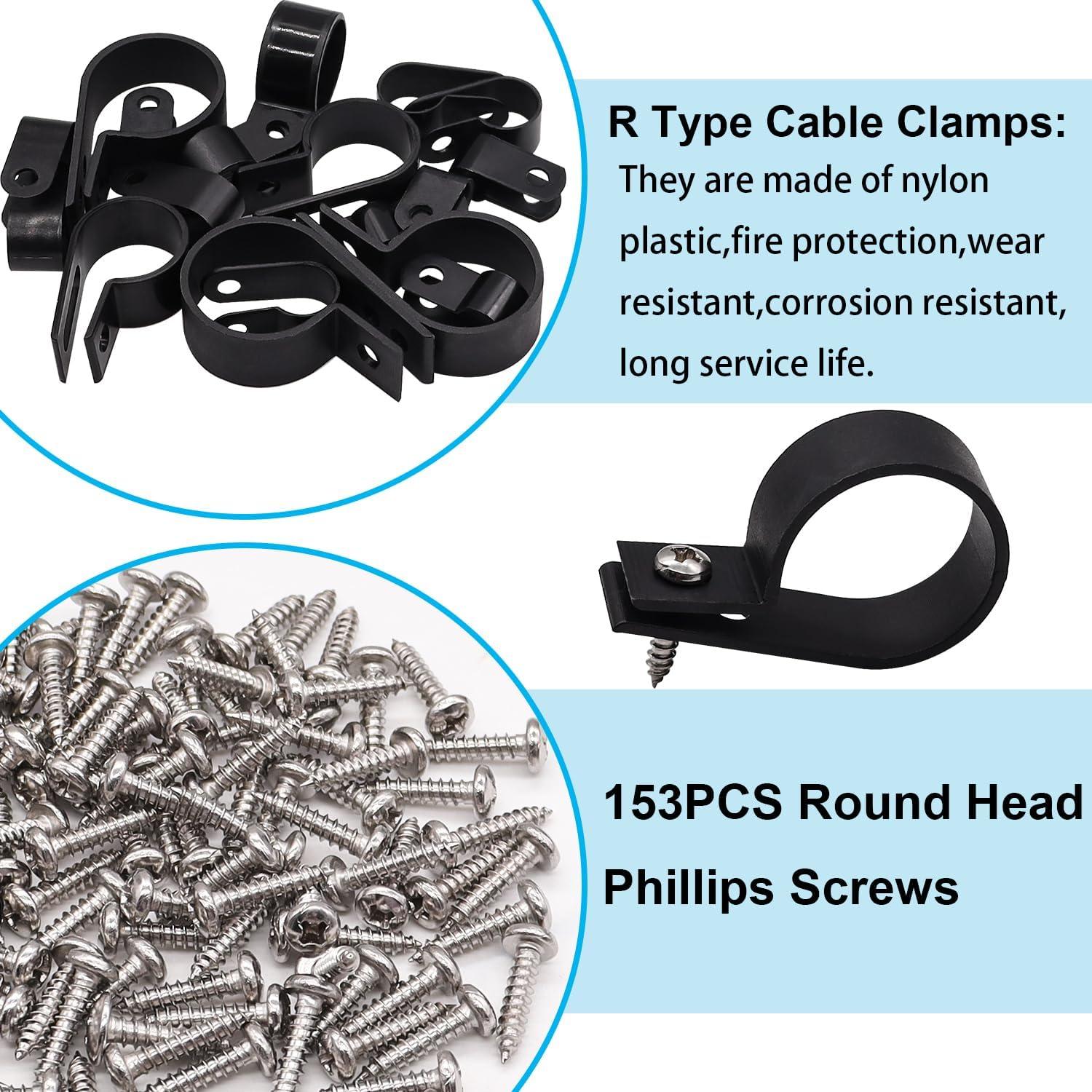 Kit de Abrazaderas de Cable Nylon Plástico TWTADE 306PCS