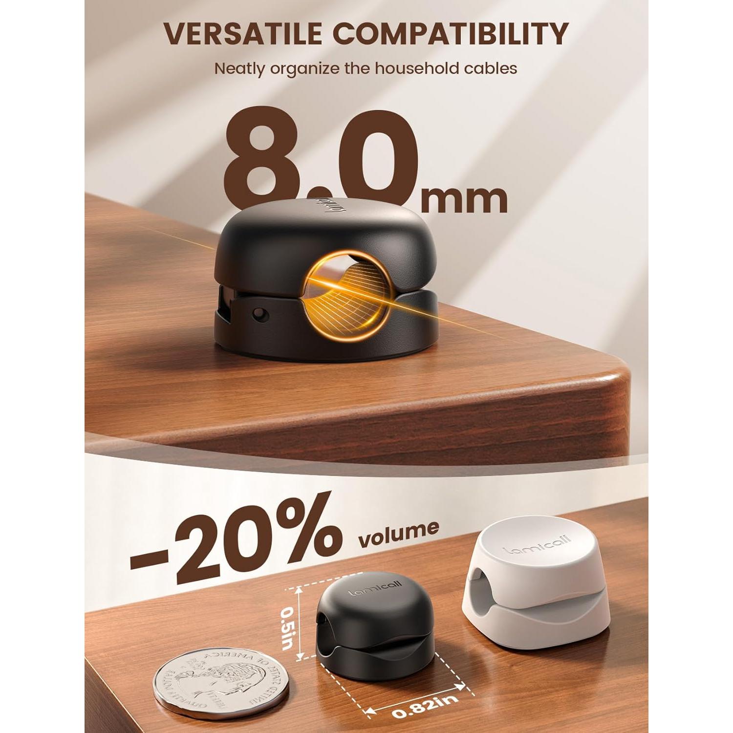 Organizador de Cables Lamicall 6Pack Clips Adhesivos 2.5-8mm