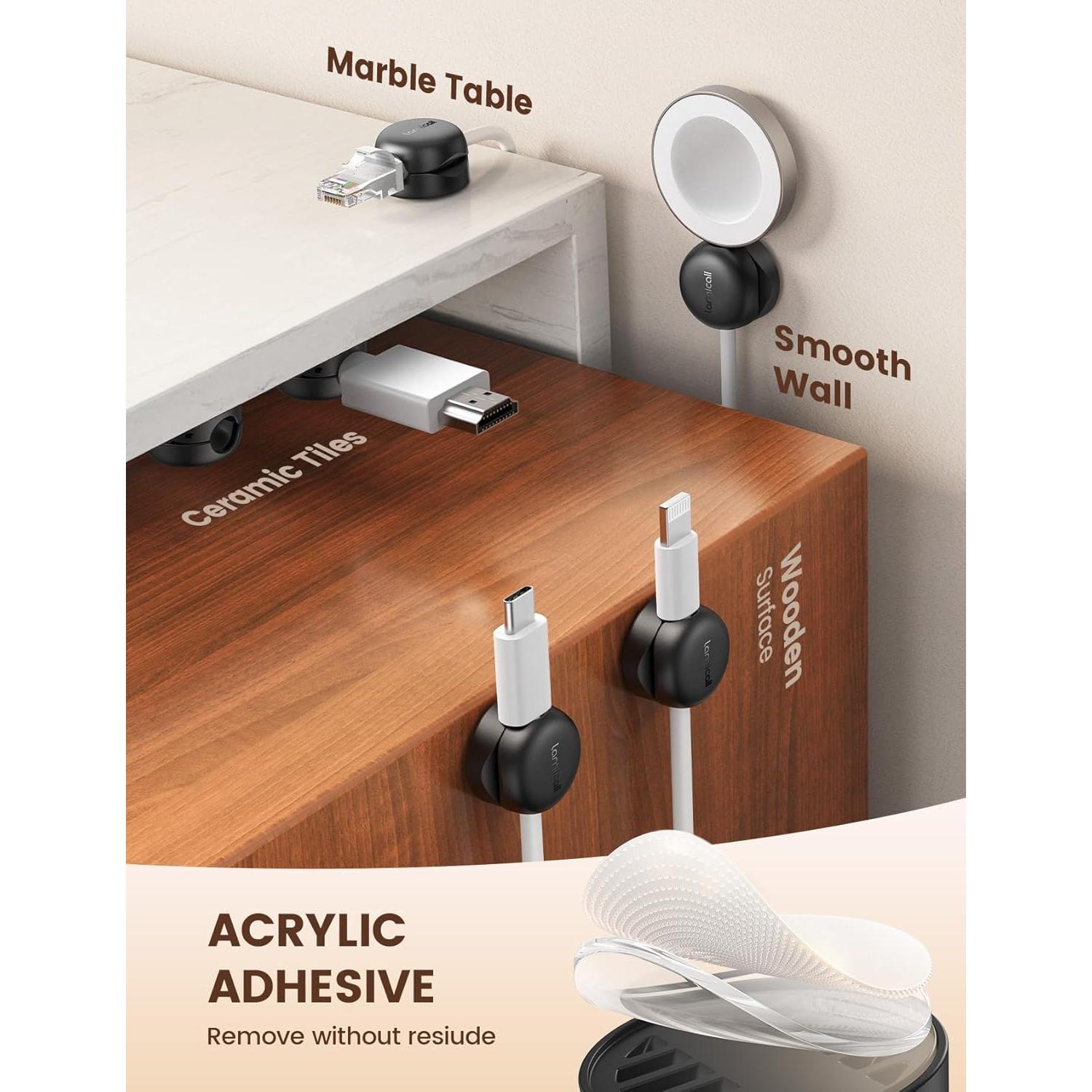 Organizador de Cables Lamicall 6Pack Clips Adhesivos 2.5-8mm