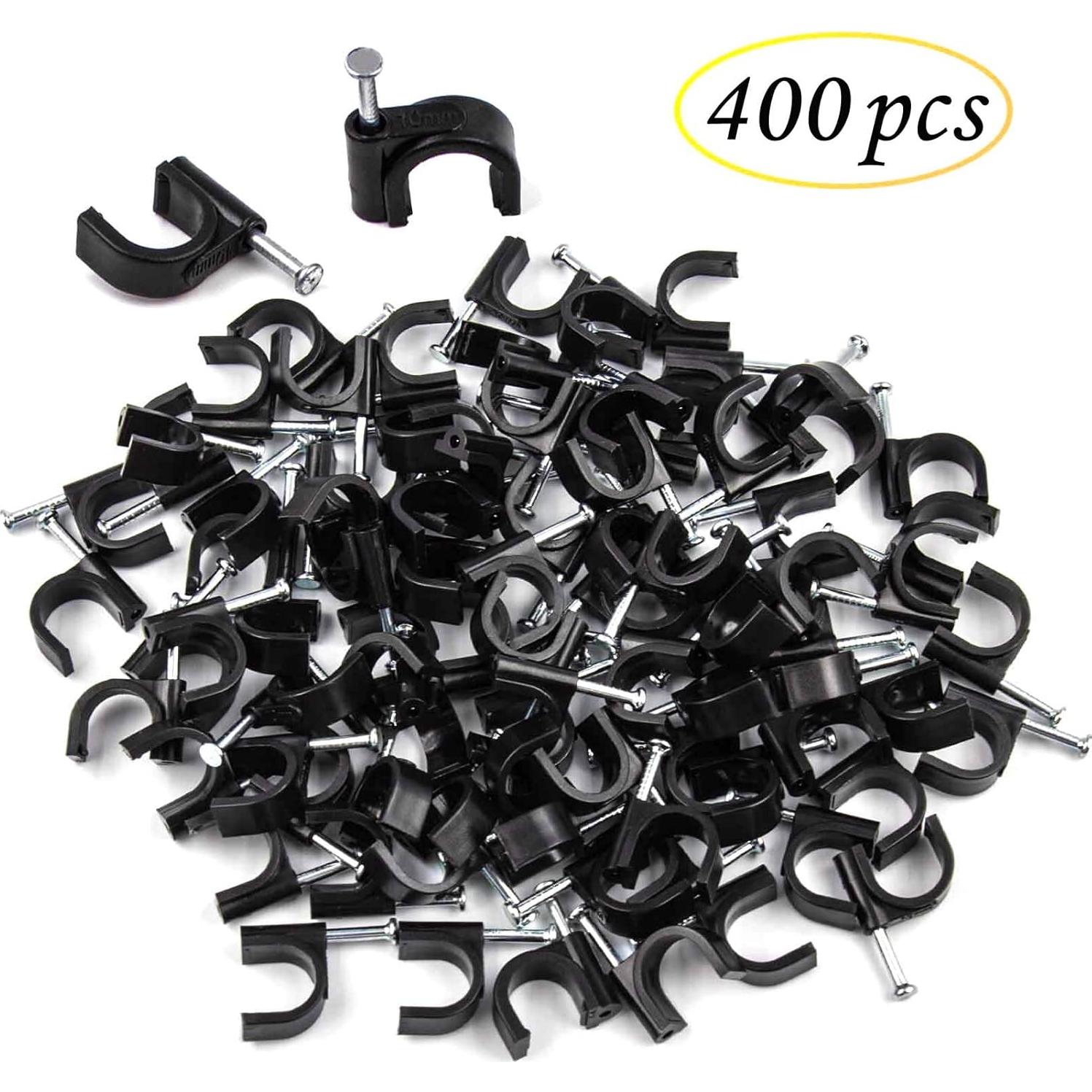 400 Clips de Cable Negros Easytle 4/6/8/10mm Sujetadores