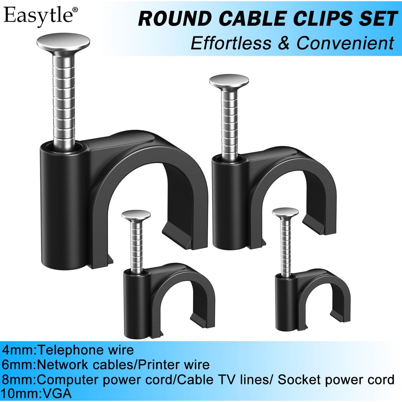 400 Clips de Cable Negros Easytle 4/6/8/10mm Sujetadores