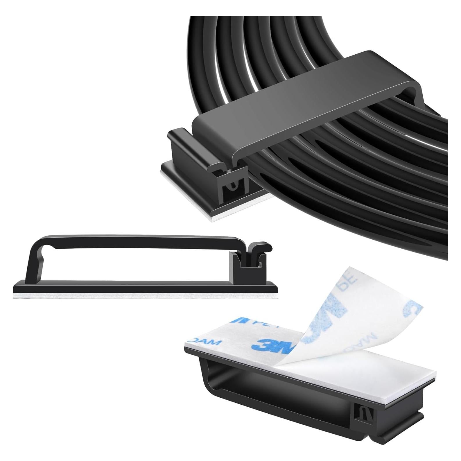 Clips de Cable Autoadhesivos XHF 50 PCS Negro para Gestión