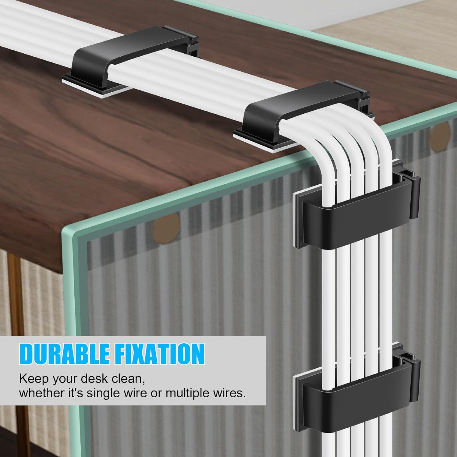 Clips de Cable Autoadhesivos XHF 50 PCS Negro para Gestión