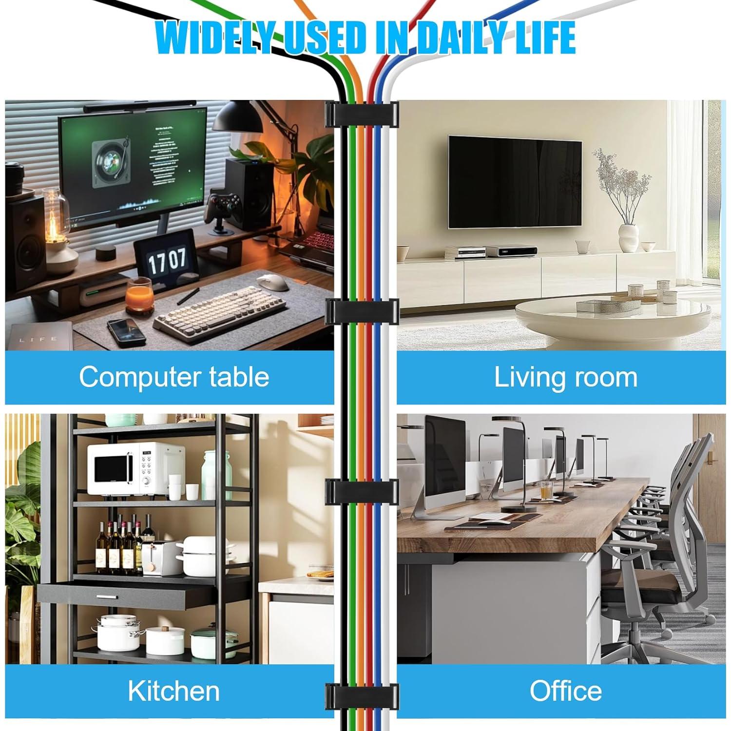 Clips de Cable Autoadhesivos XHF 50 PCS Negro para Gestión