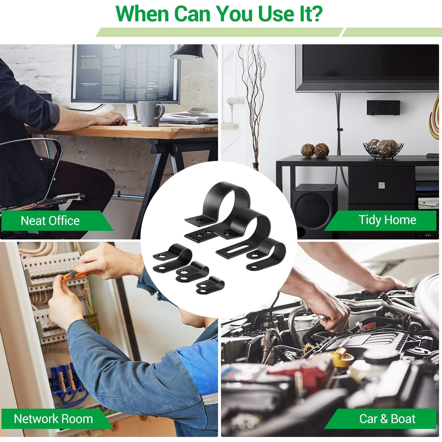 Clips de Cable Nylon LuKaiSen 300 PCS 6 Tamaños Organizador