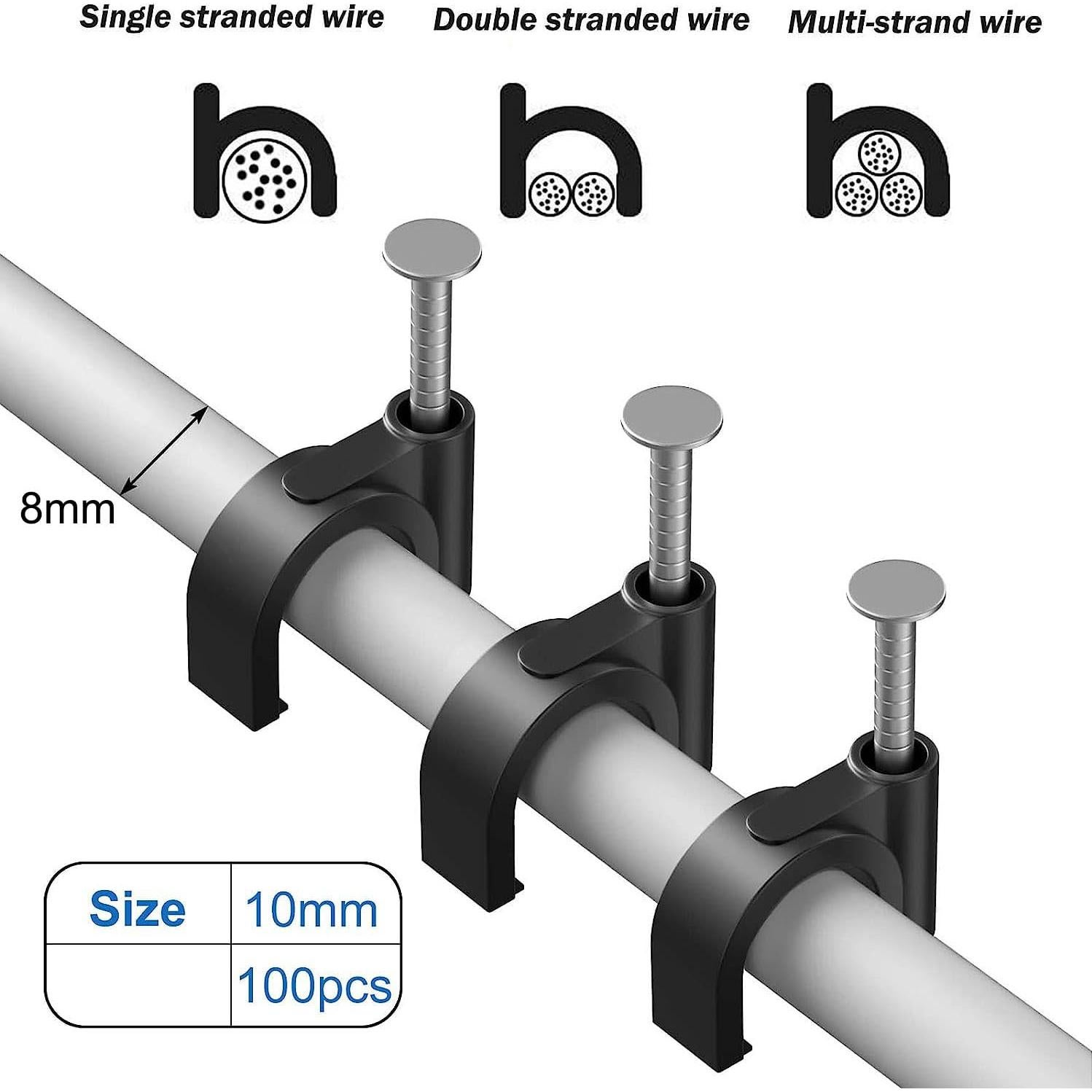 Abrazaderas de Cable de Plástico Easytle 100 Pcs 10mm Negros