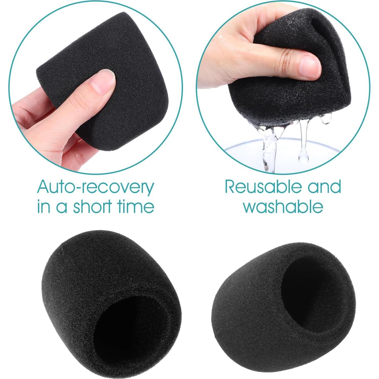 Cubiertas de micrófono espuma negra 2PCS 7x6cm estándar