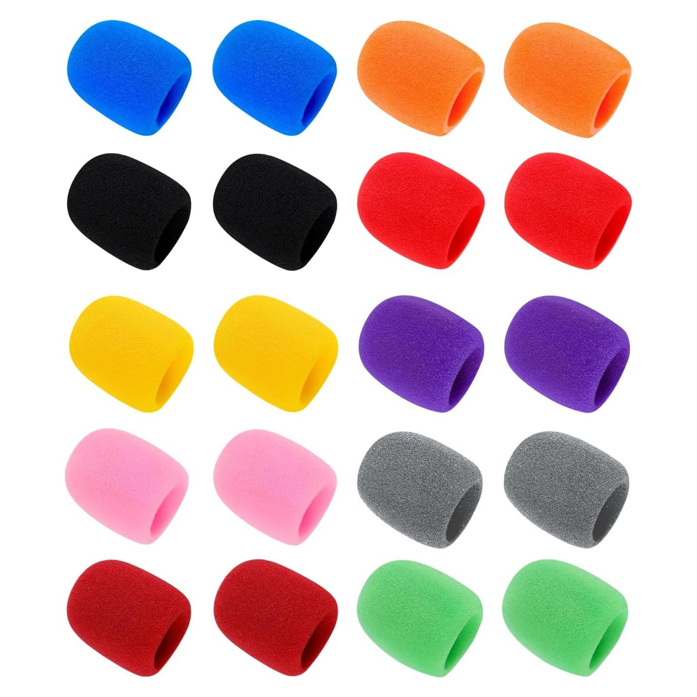 Juego de 20 Fundas de Micrófono Coloridas - Espuma Reutilizable
