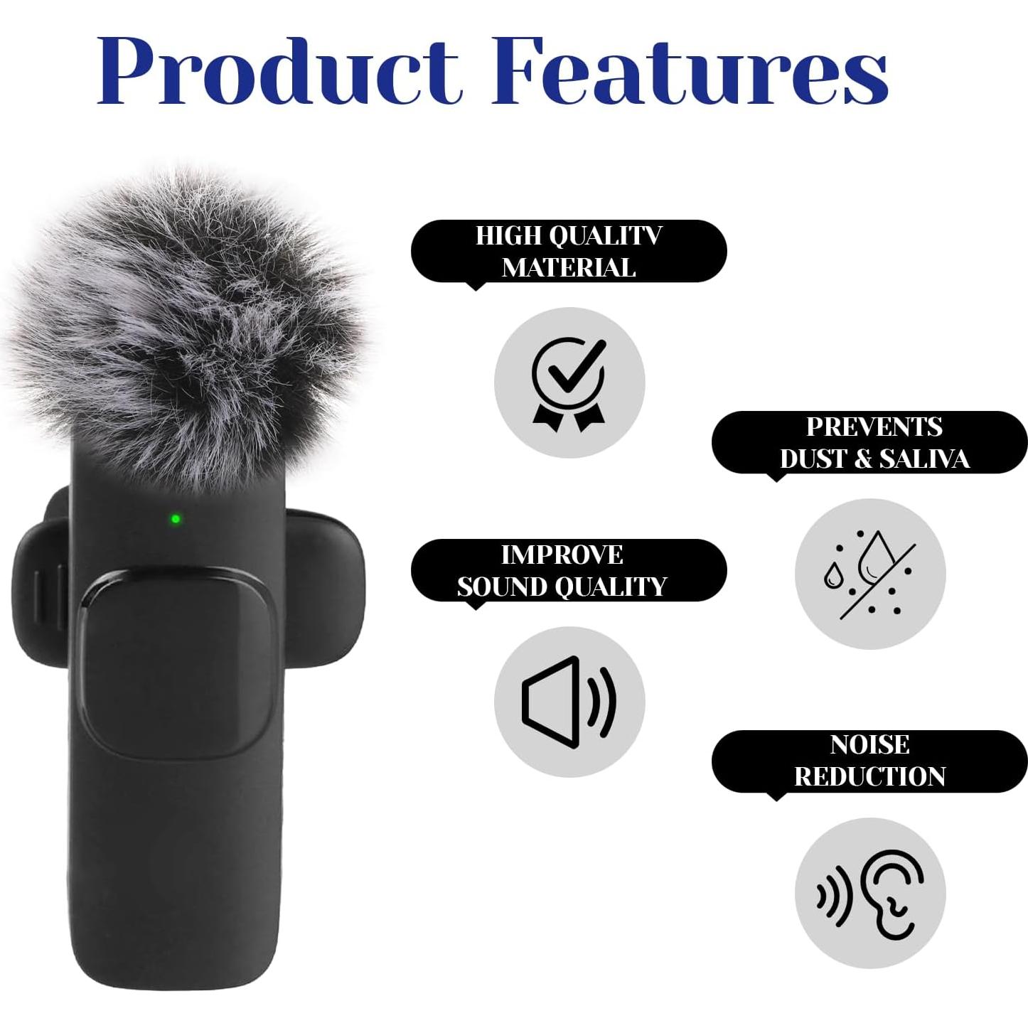 5 Pantallas de Viento para Micrófono Lavalier Piel Conejo