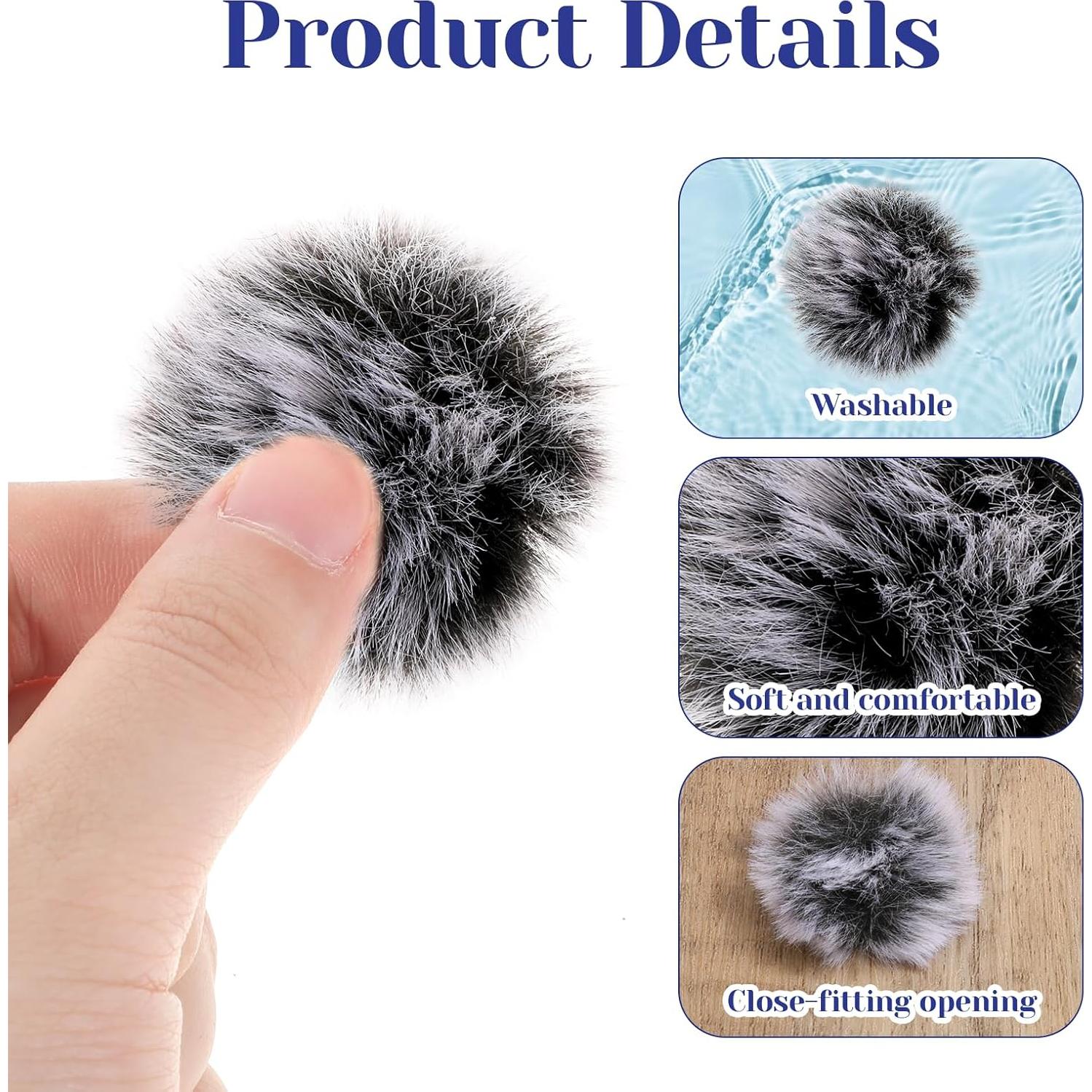 5 Pantallas de Viento para Micrófono Lavalier Piel Conejo