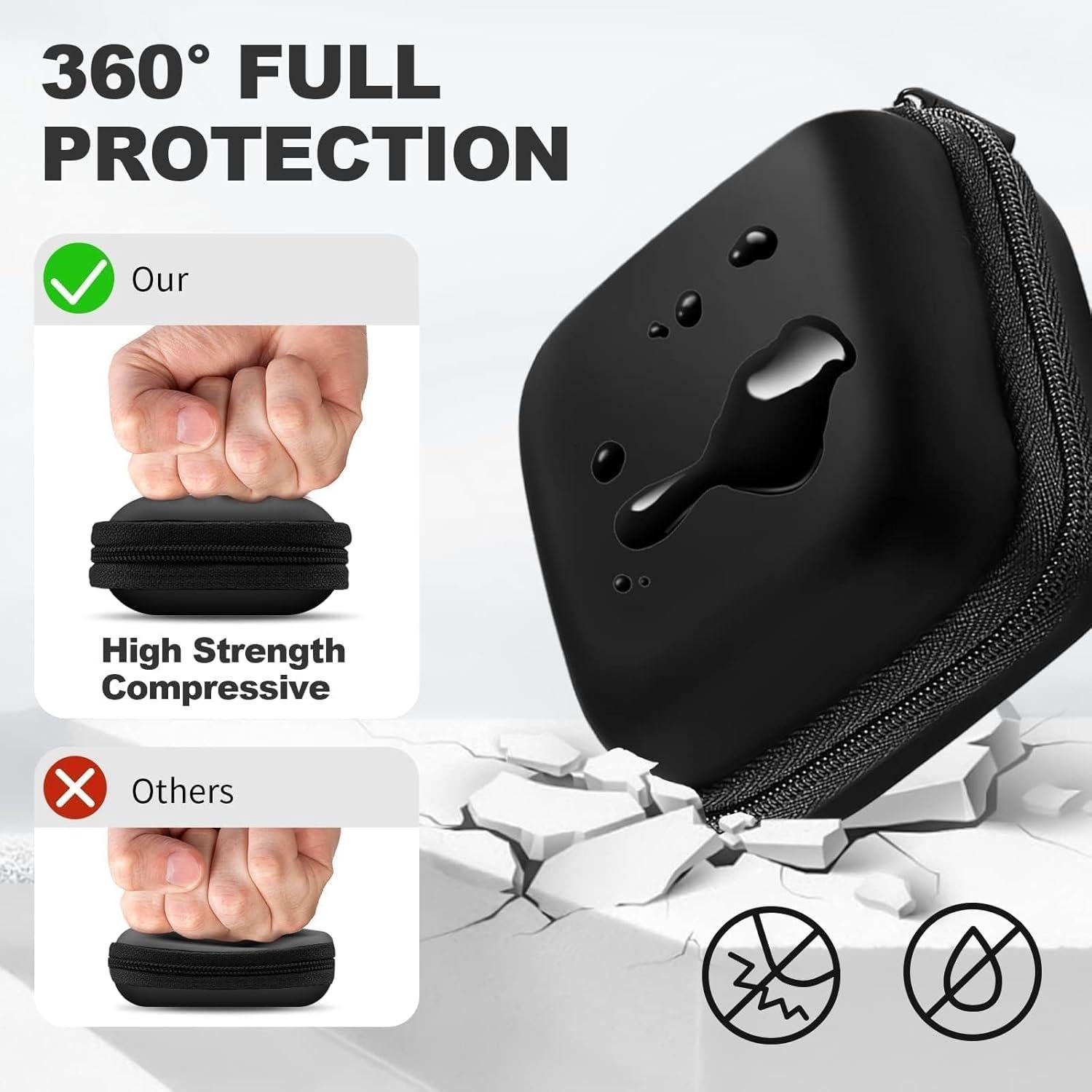 Funda de Auriculares Woyinger Cuadrada Negra con Mosquetón