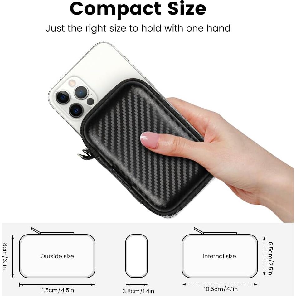 Funda de transporte RISETECH para auriculares negra 11.4x7.9cm