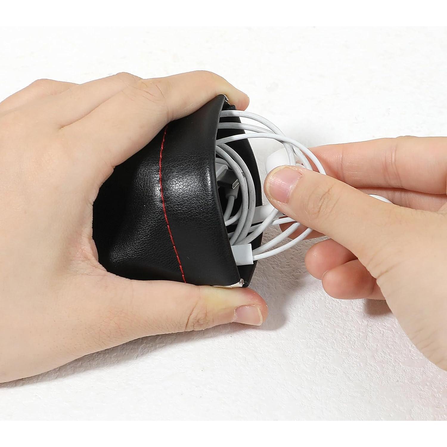 Funda para Auriculares Molain 4Pcs Cuero PU Negro Compacta