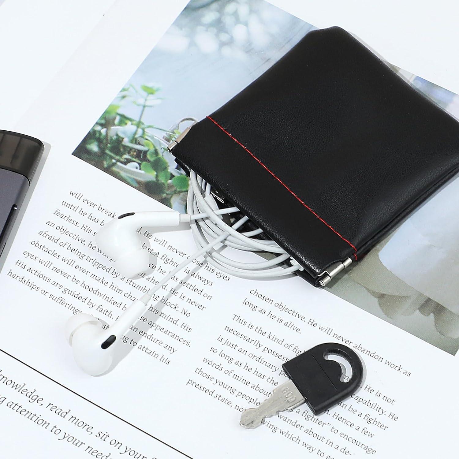 Funda para Auriculares Molain 4Pcs Cuero PU Negro Compacta