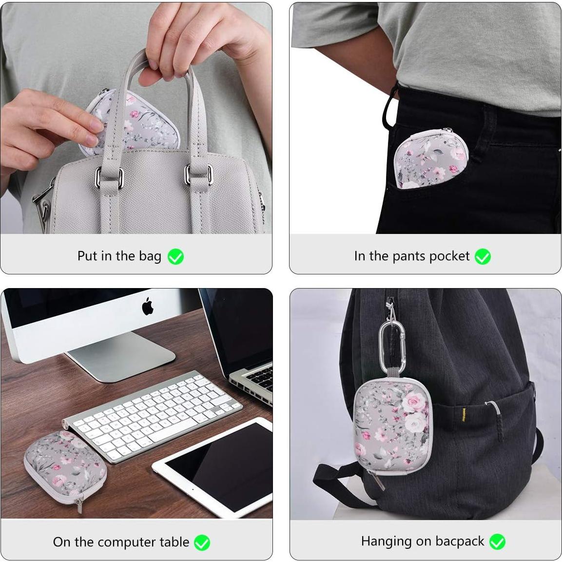 Funda Organizador AIRSPO para AirPods Pro 2 y 4 - Rosa Gris