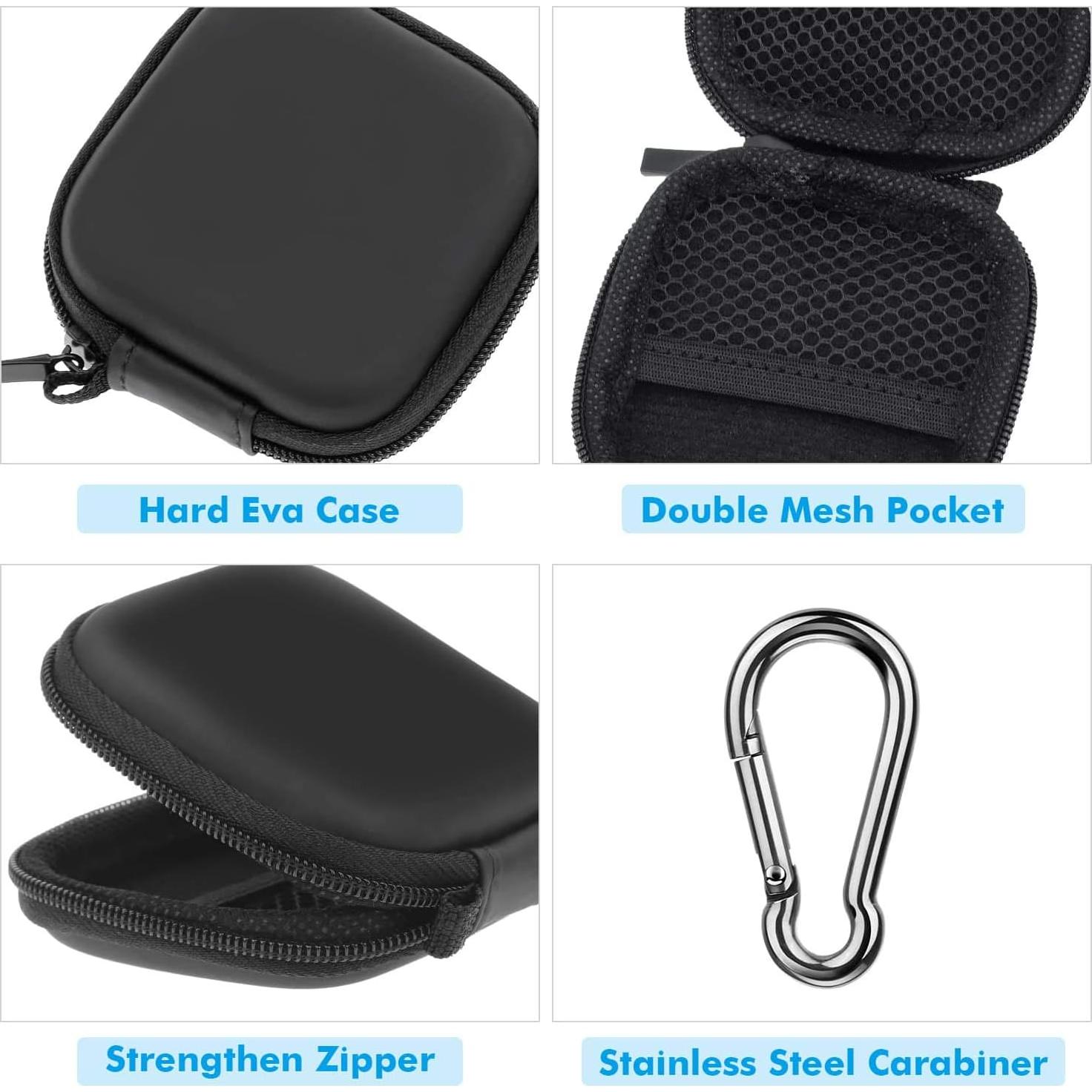 Funda para Auriculares Cridoz Negra con Carabiner de Acero
