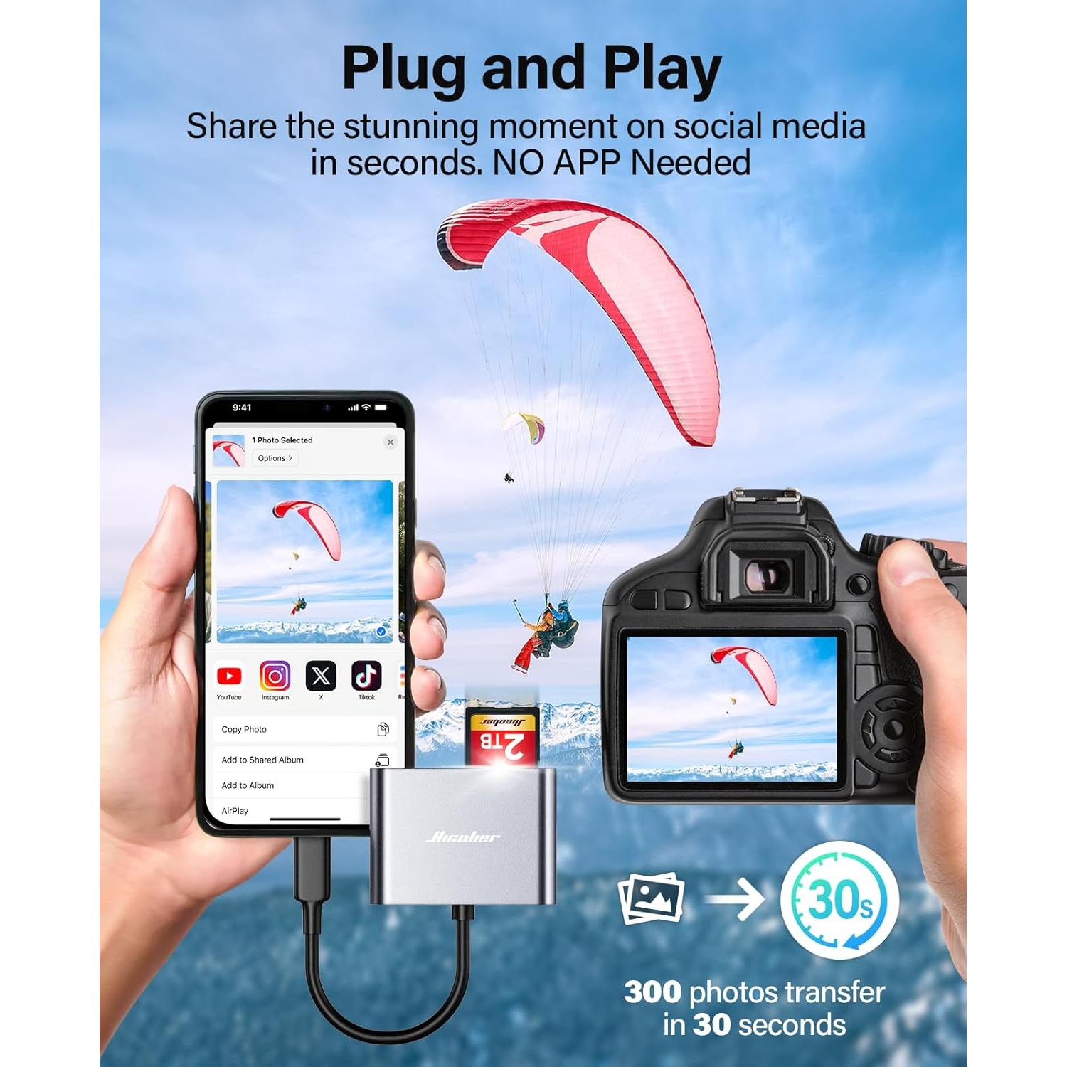 Lector de Tarjetas SD USB C Hicober 2TB Gris Espacial