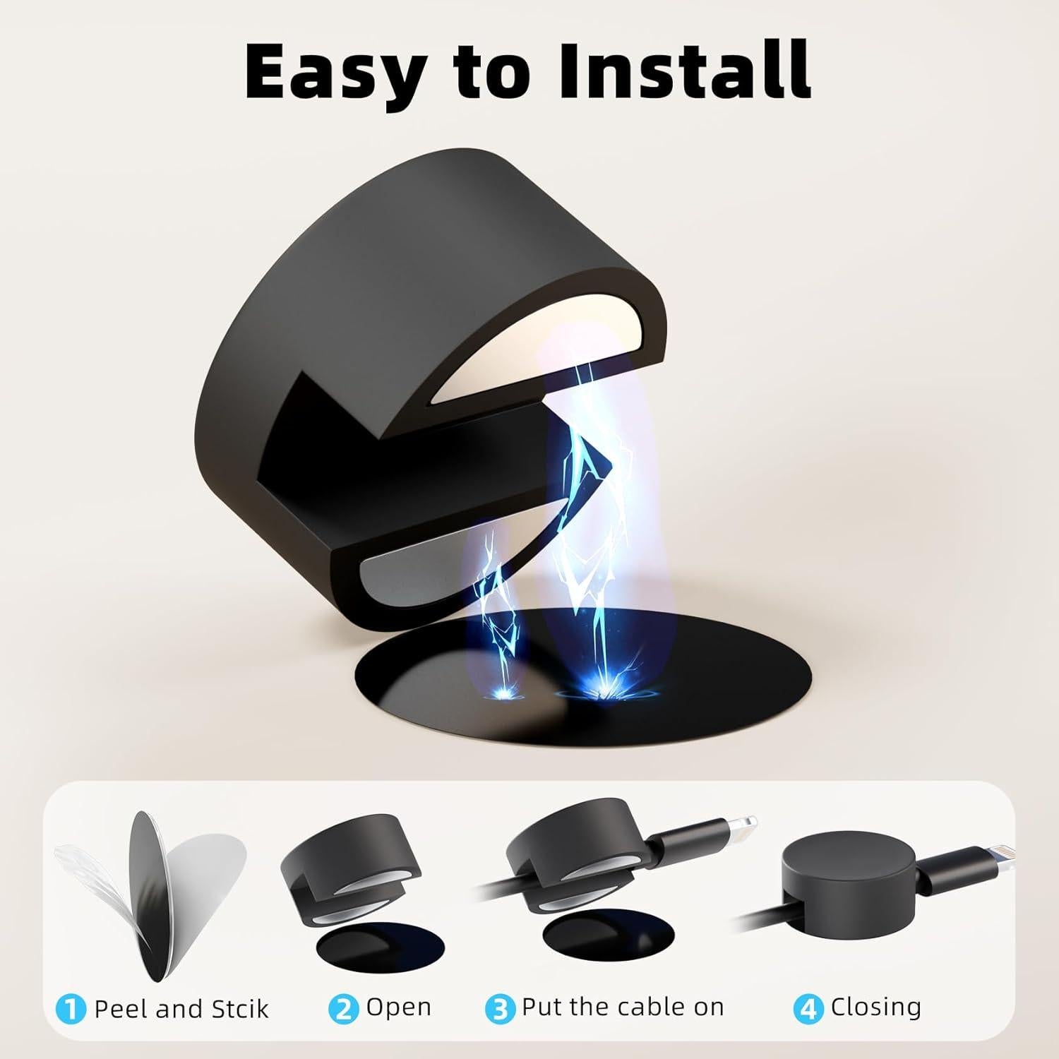 Organizador de Cables Magnético Roctee 8 Pack - Soporte Adhesivo