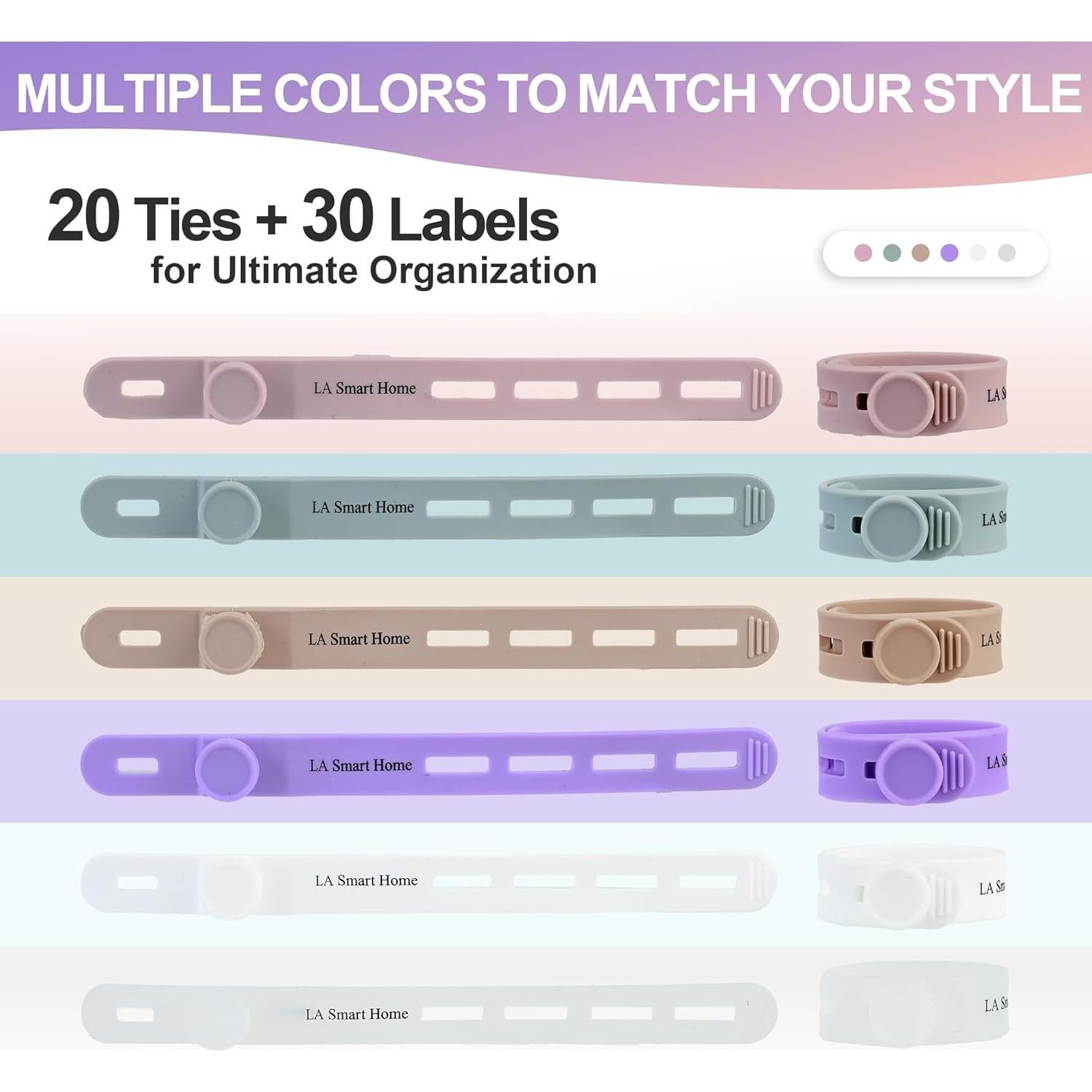 Organizadores de Cables de Silicona LA Smart Home - 20PCS Multicolor