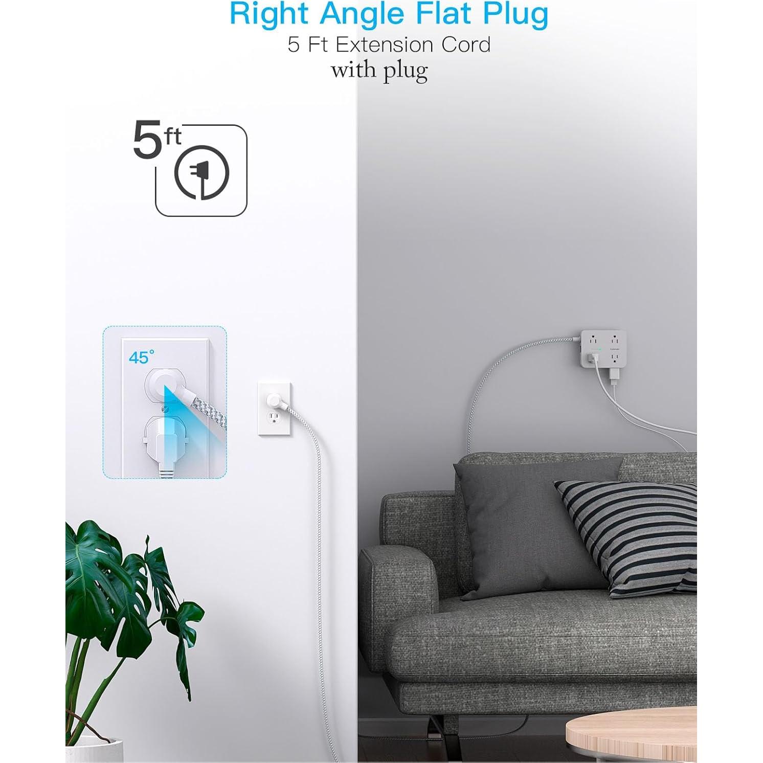 Regleta de Protección HANYCONY 8 Salidas 4 USB C 1.52m