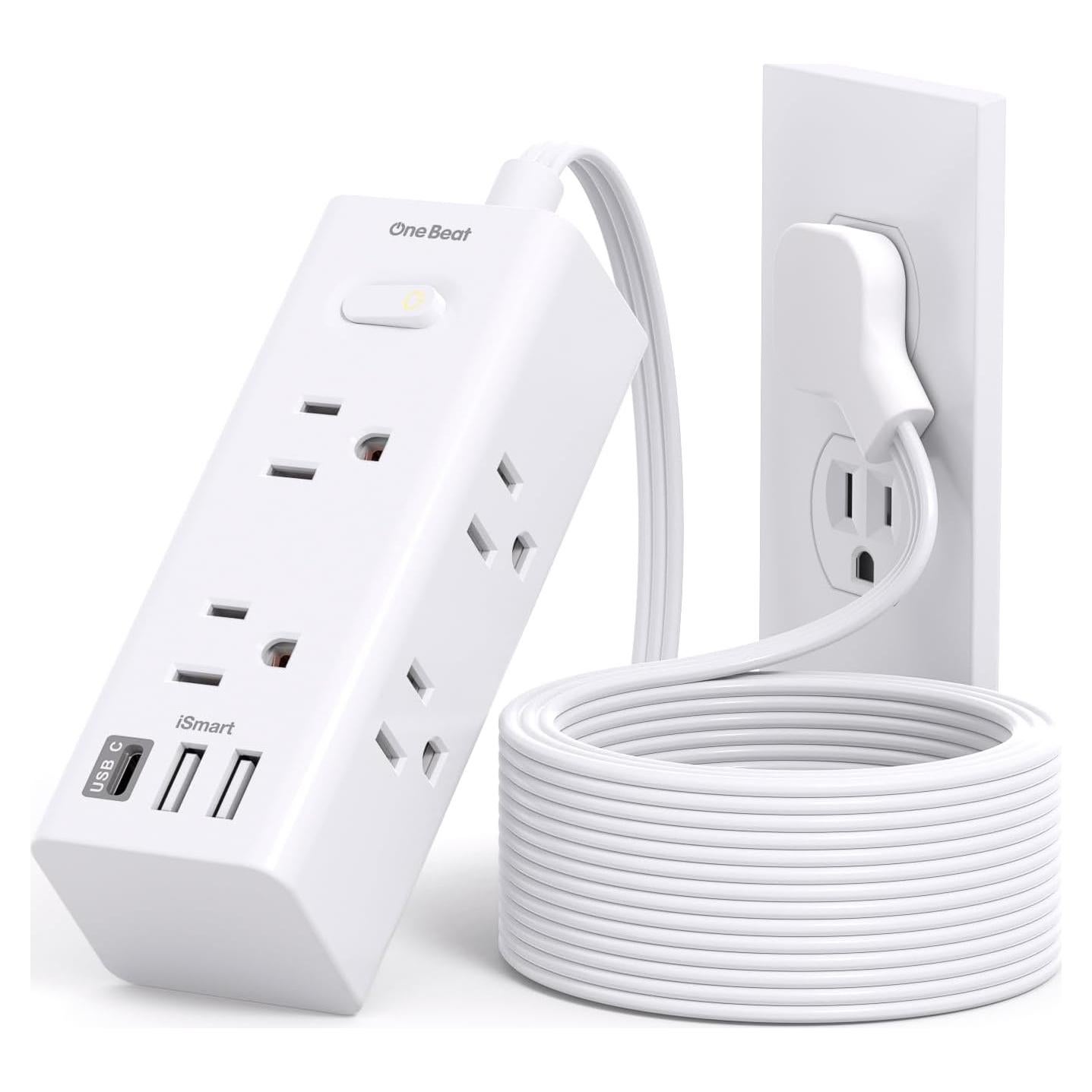 Regleta de Enchufe One Beat 10FT con 6 Salidas y 3 USB