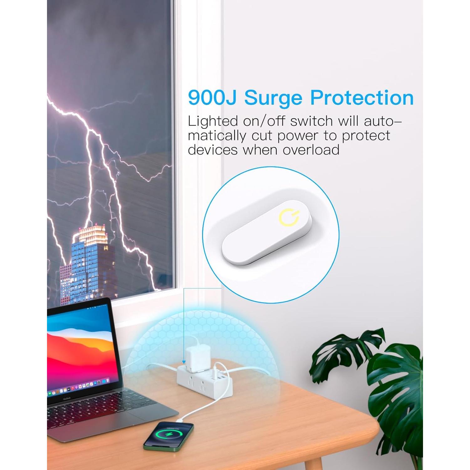 Regleta de Enchufe One Beat 10FT con 6 Salidas y 3 USB