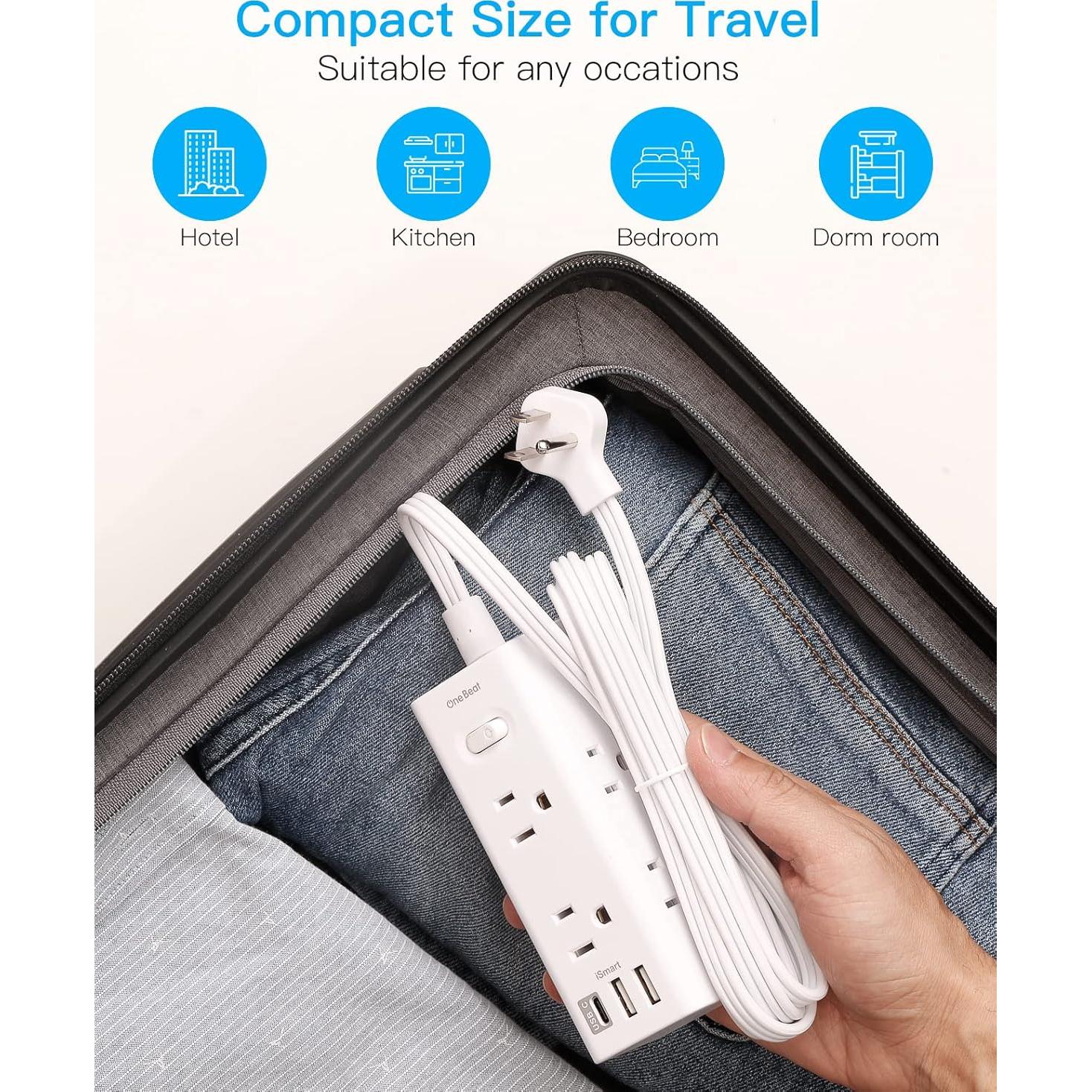 Regleta de Enchufe One Beat 10FT con 6 Salidas y 3 USB