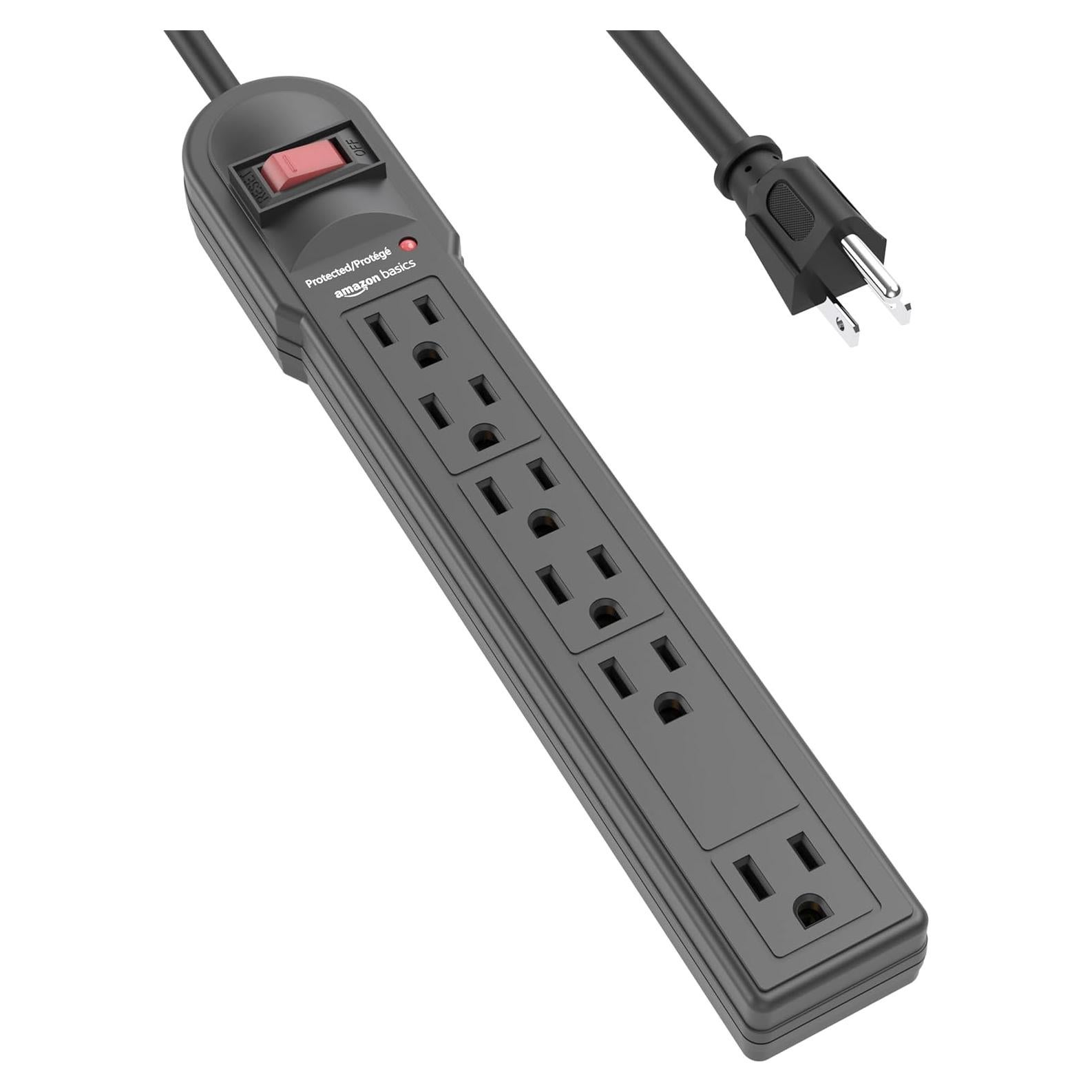 Protector de Sobretensión Amazon Basics 6 Salidas 790 Julios 1.8m