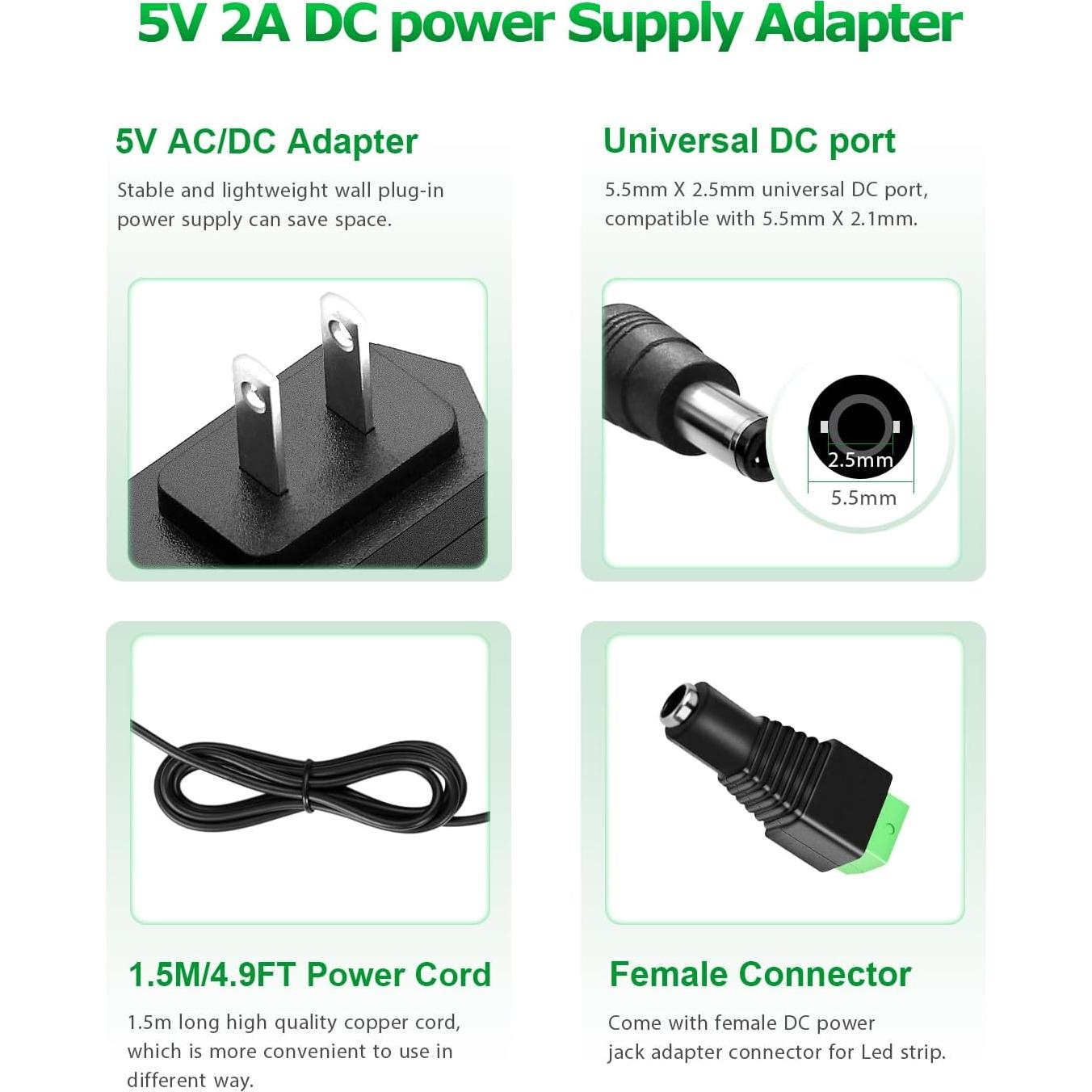 Adaptador de corriente 5V 2A 10W Arkare con 8 enchufes DC