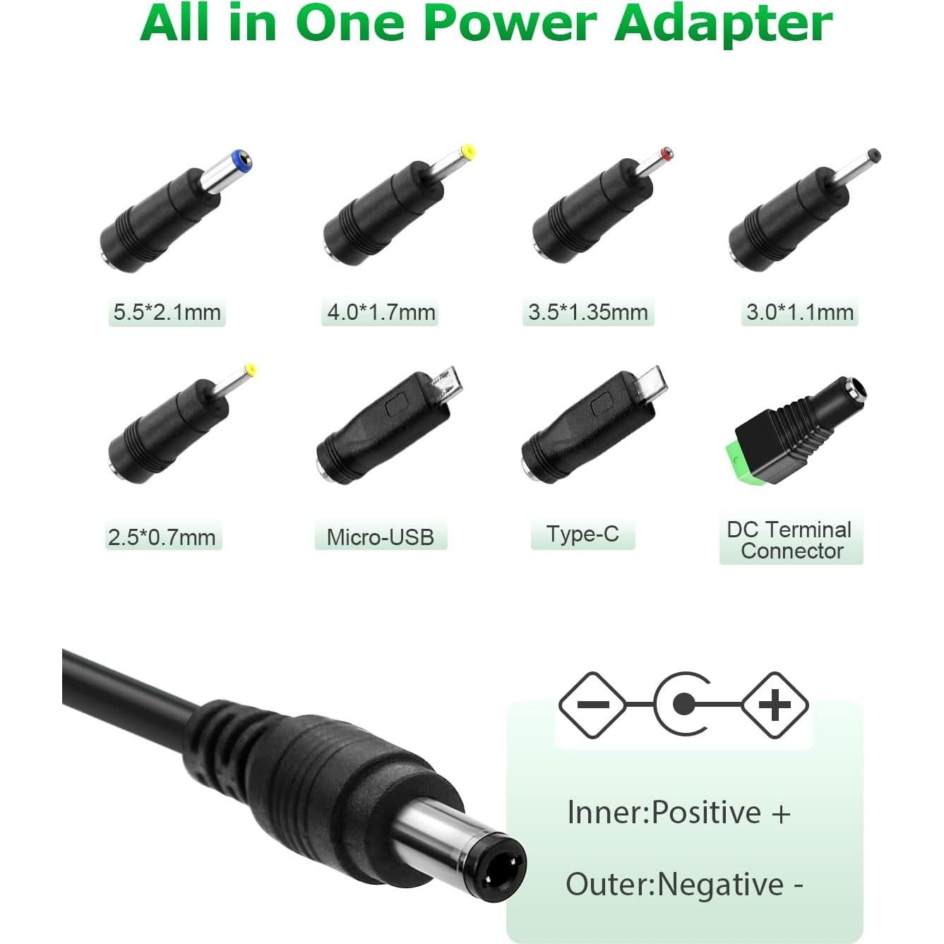 Adaptador de corriente 5V 2A 10W Arkare con 8 enchufes DC